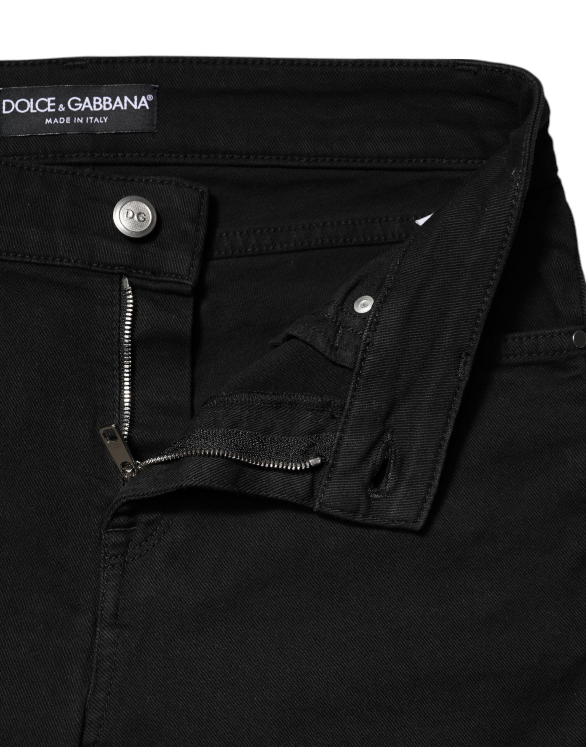 Dolce & Gabbana Schwarze Skinny Jeans aus Baumwolldenim mit mittlerer Bundhöhe