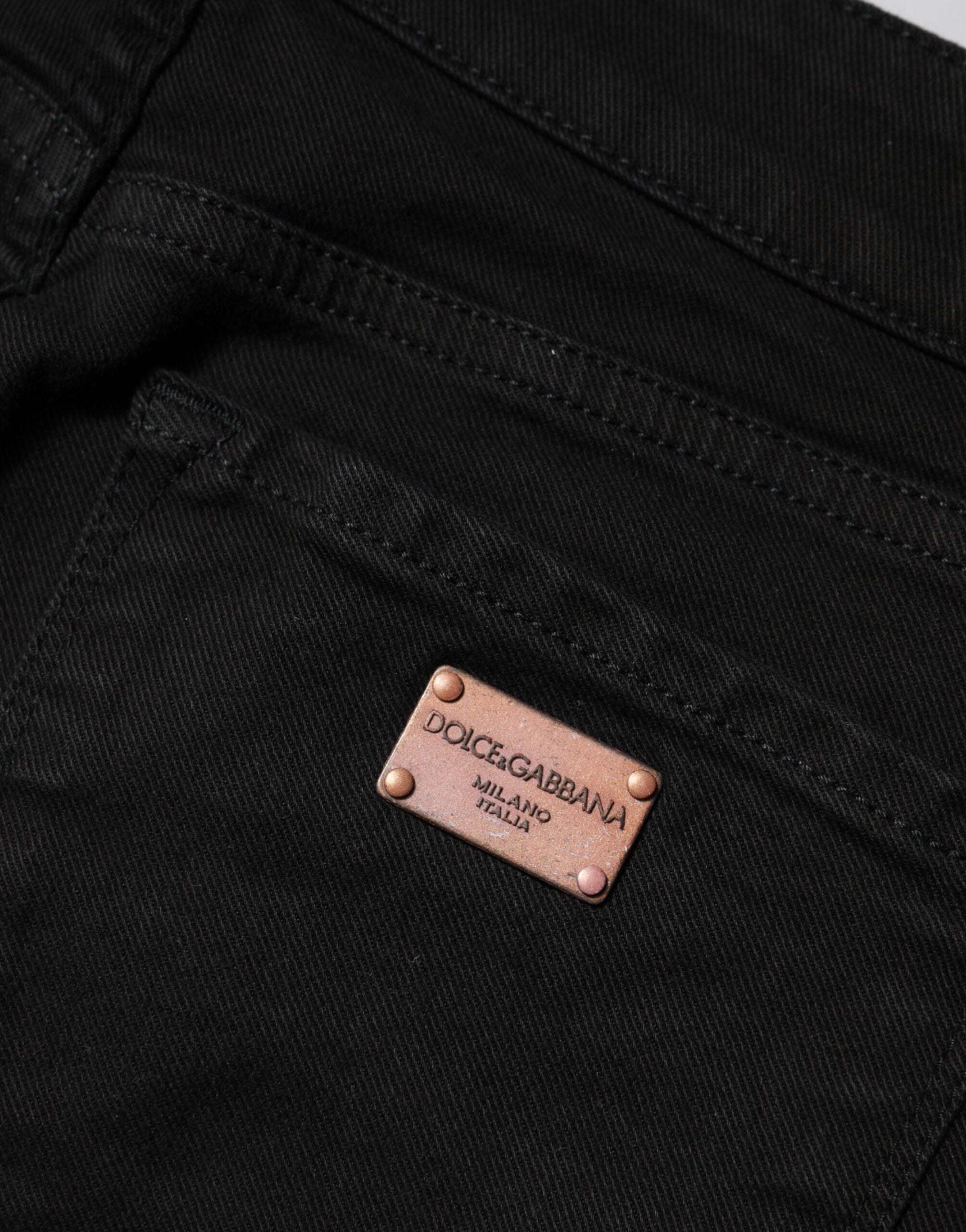 Dolce & Gabbana Schwarze Skinny Jeans aus Baumwolldenim mit mittlerer Bundhöhe