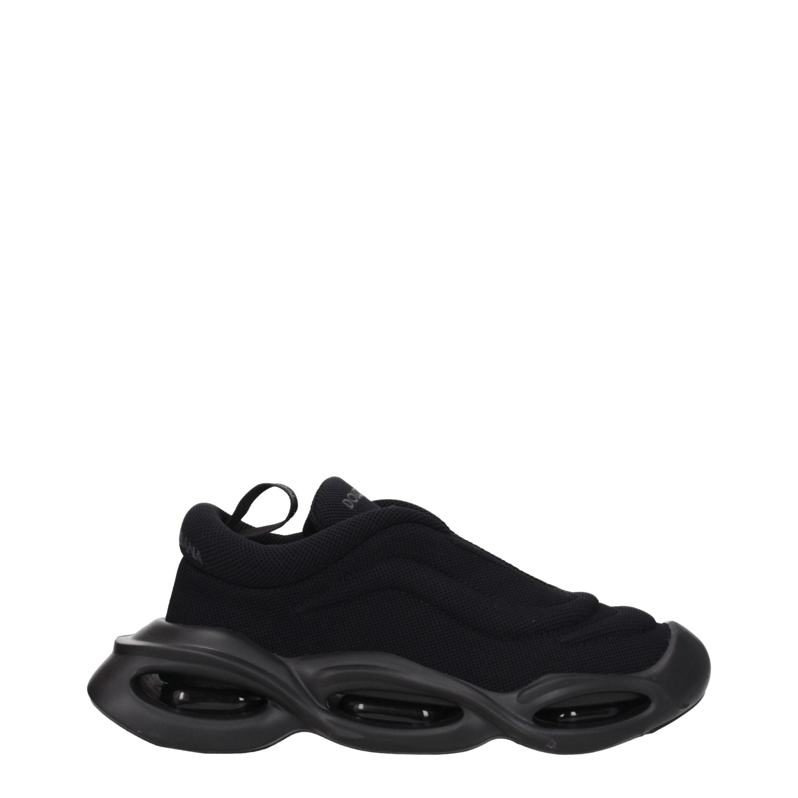 Dolce & Gabbana Schwarze Stoff-Sneaker mit klobiger Sohle