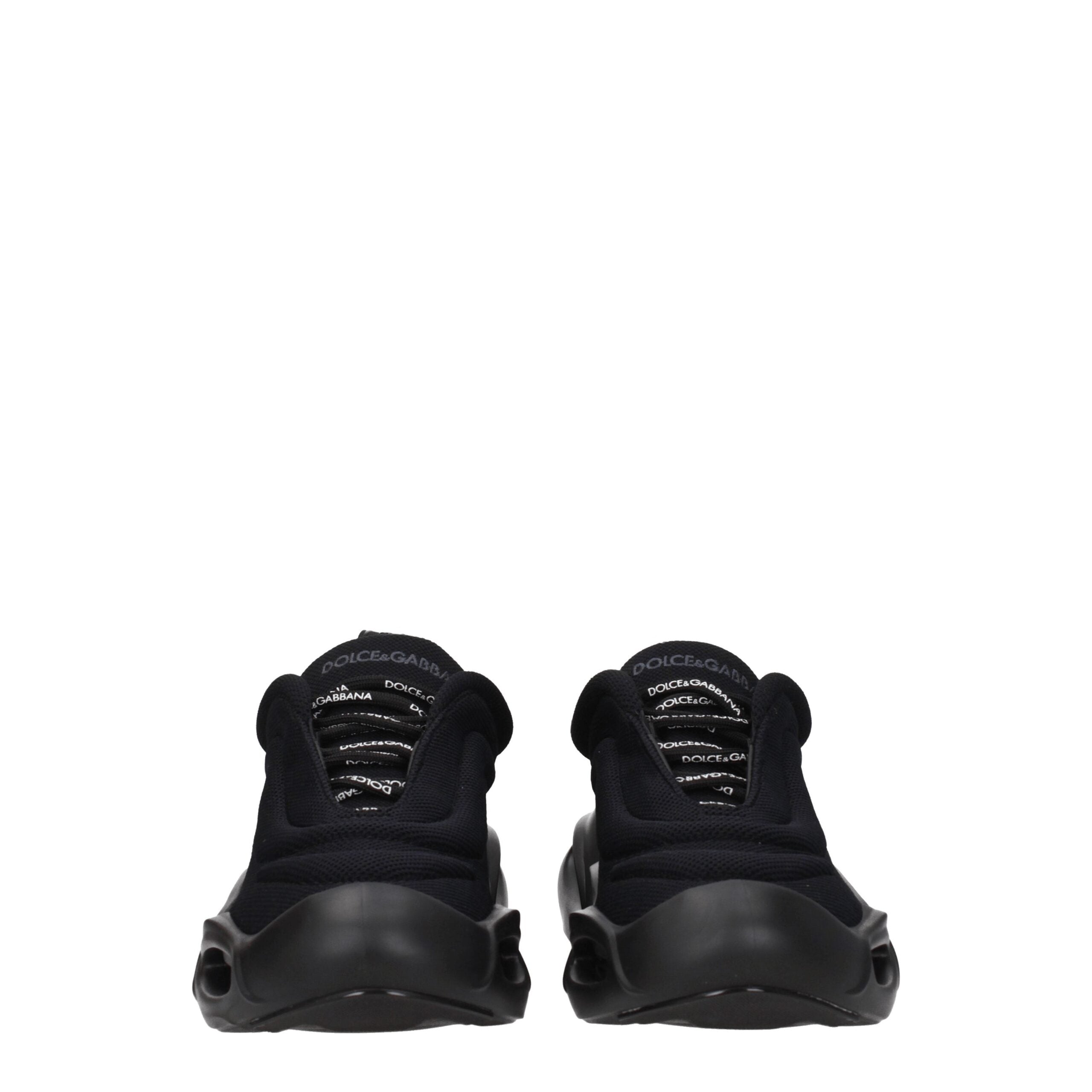 Dolce & Gabbana Schwarze Stoff-Sneaker mit klobiger Sohle