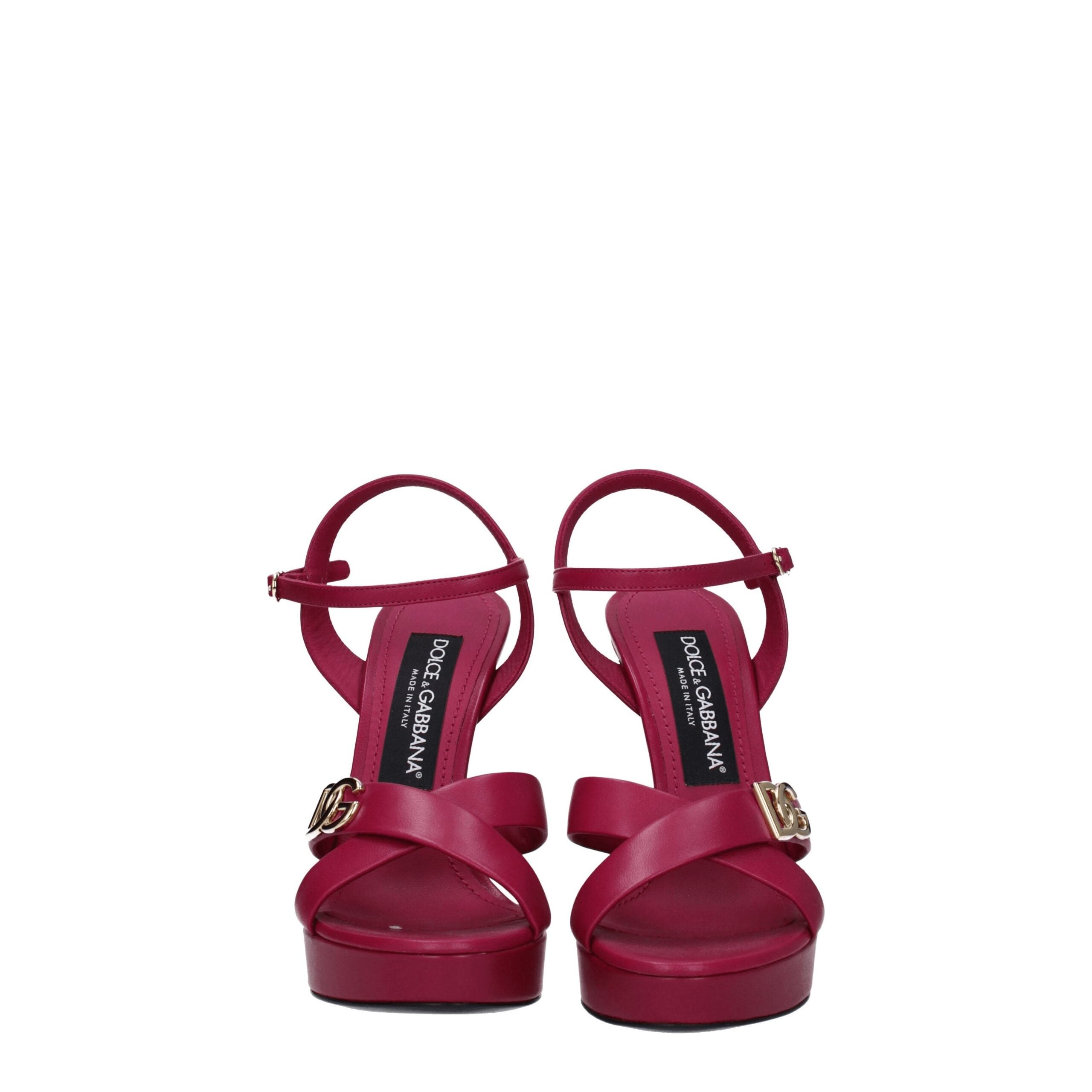 Dolce & Gabbana Rosa Sandalen mit Plateauabsatz aus Leder