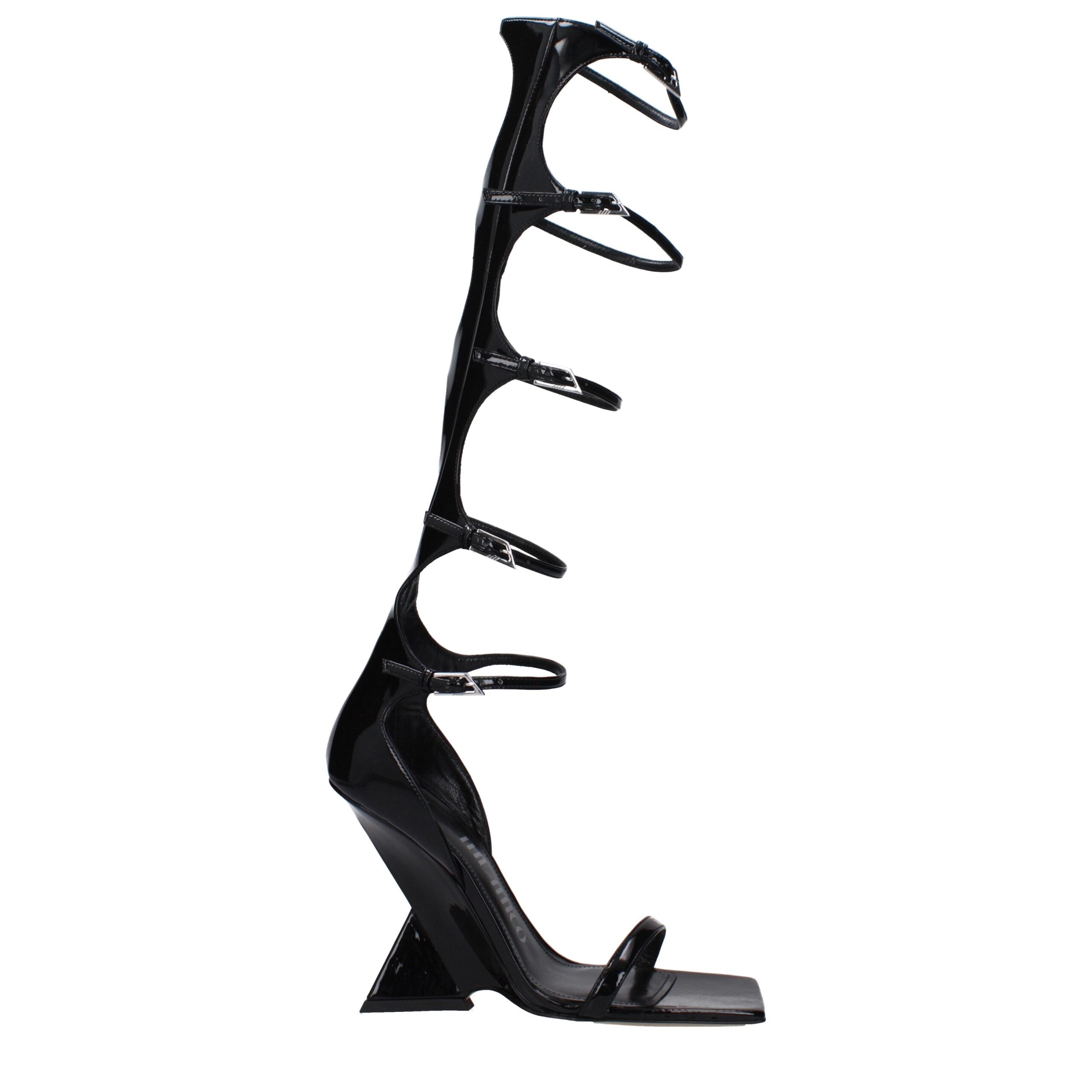 The Attico Schwarze Leder-Stiletto-Sandalen