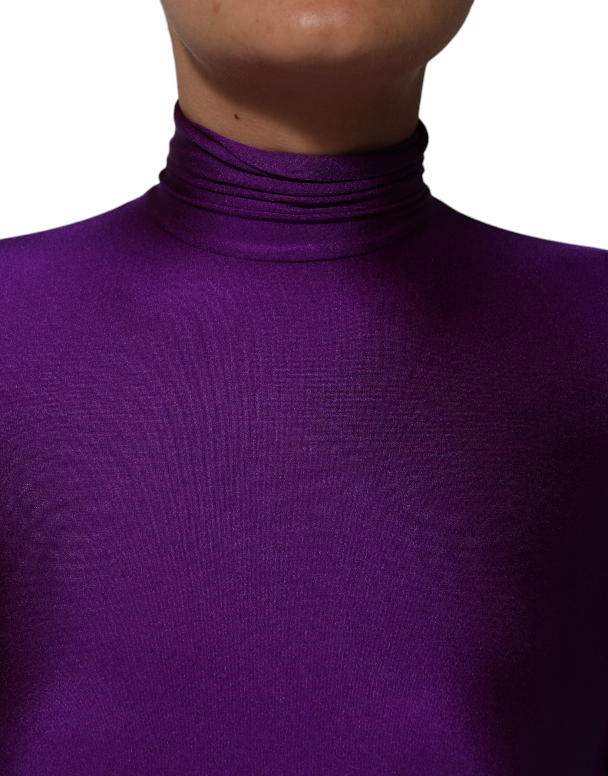 Dolce & Gabbana Lila Nylon Rollkragen Bodycon Jumpsuit Kleid