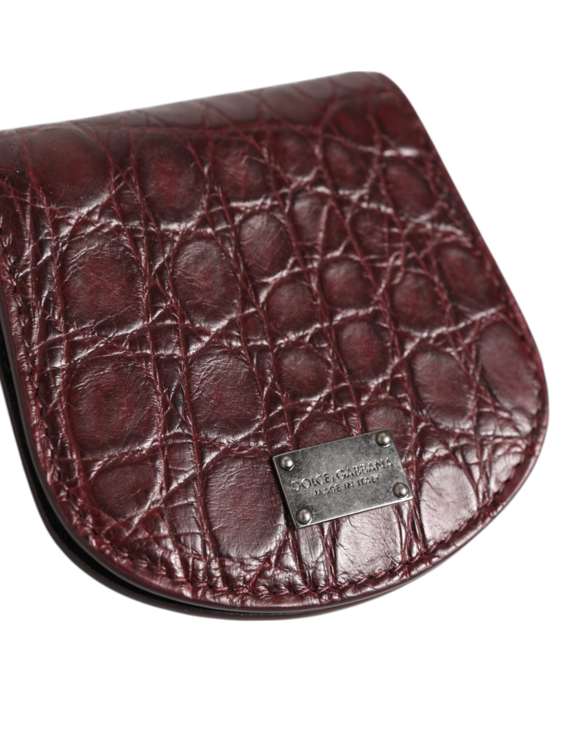 Dolce & Gabbana Burgunder Exotische Haut Münze Kondom Fall Halter Tasche Brieftasche