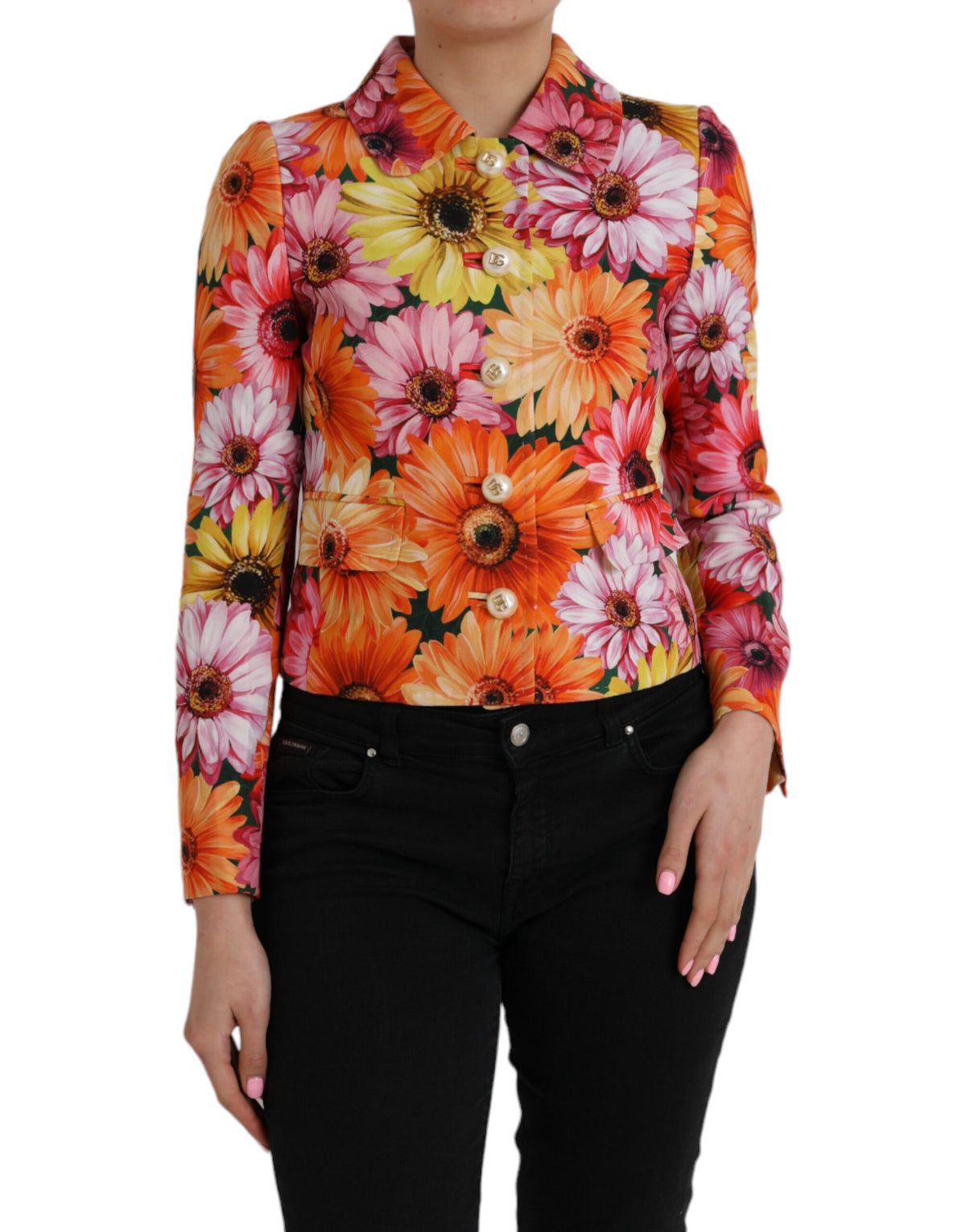 Dolce & Gabbana Multicolor Gänseblümchen Print Floral Fantasy Jacke