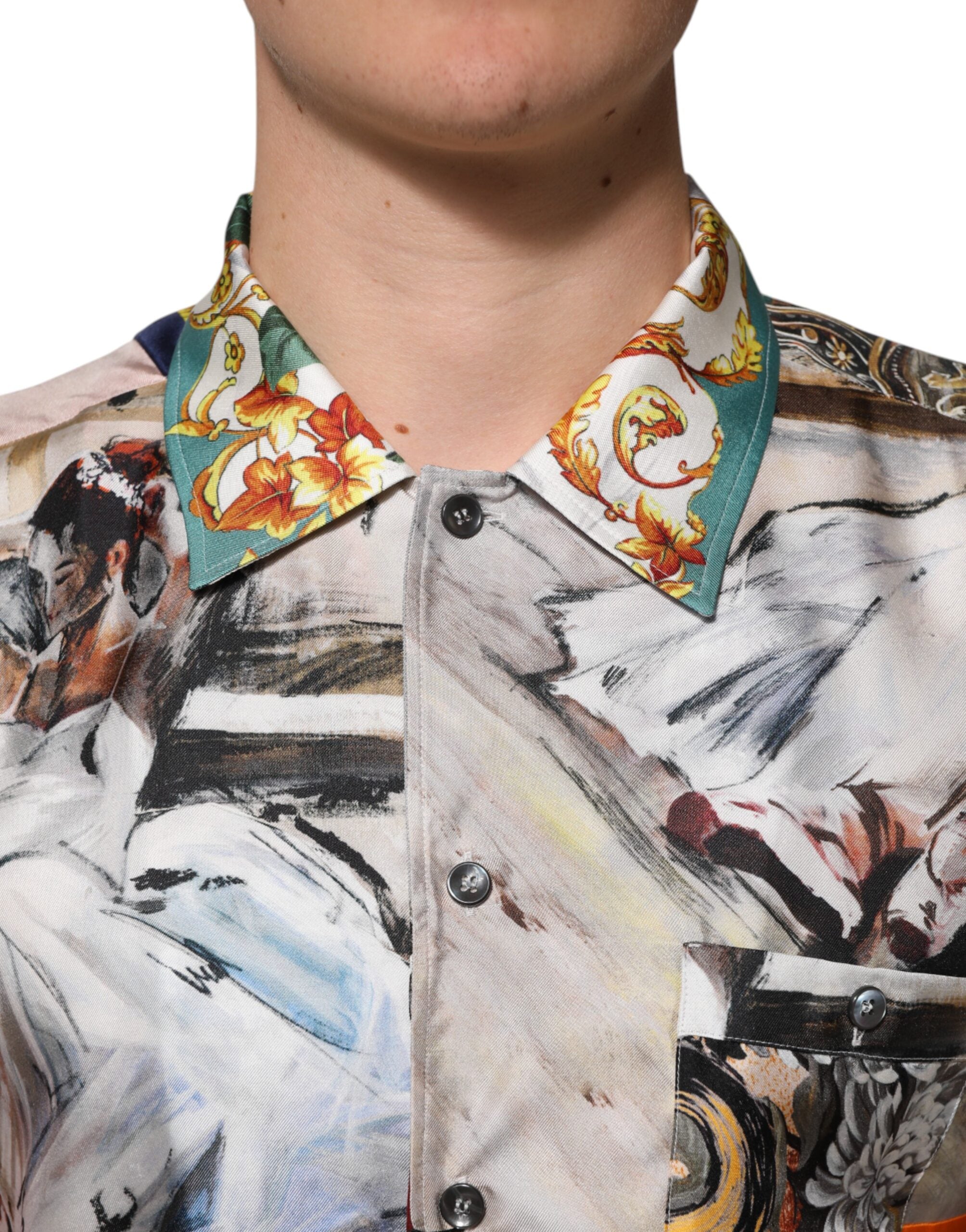 Dolce & Gabbana Multicolor Muscheldruck Hawaii Freizeithemd