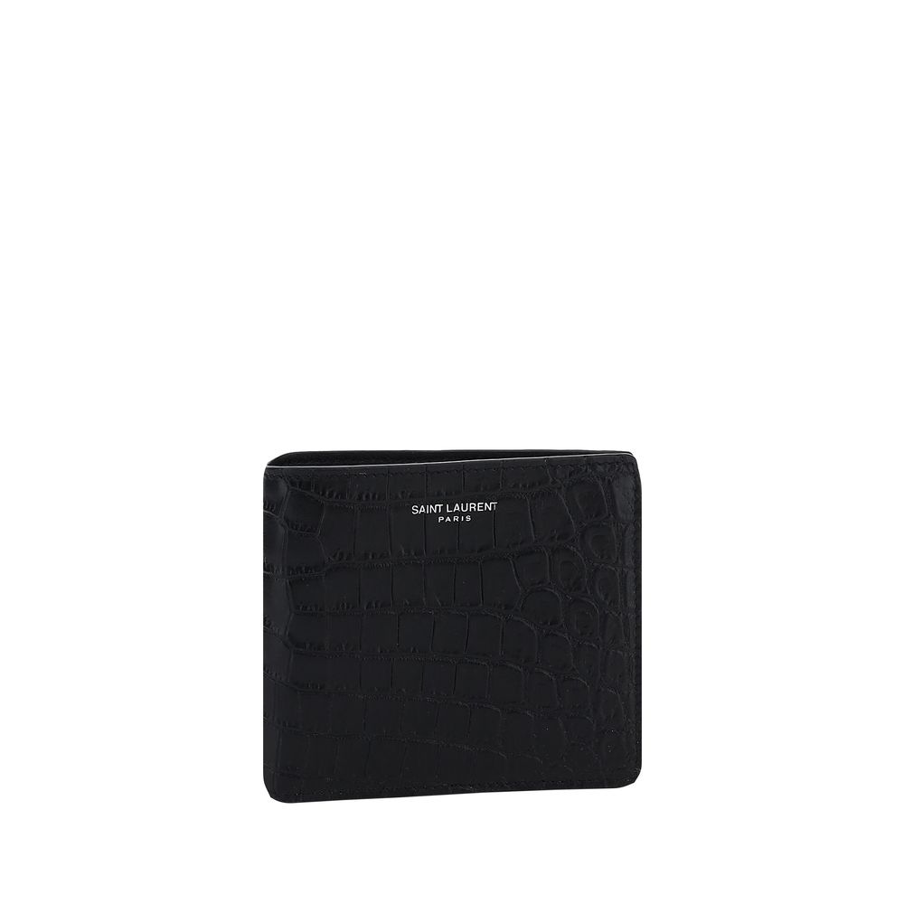 Saint Laurent Schwarzes Kalbsleder Bos Taurus Portemonnaie