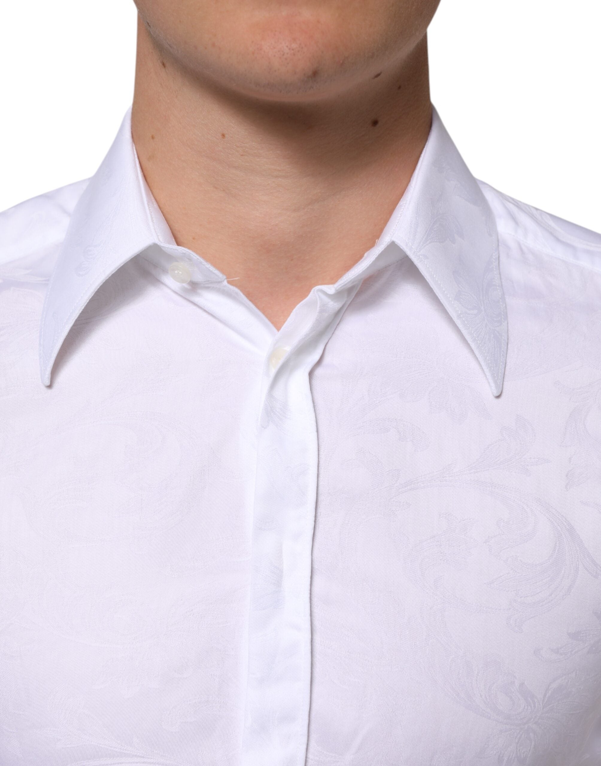 Dolce & Gabbana Weißes MARTINI Hemd aus Baumwolle mit Paisley-Jacquardmuster