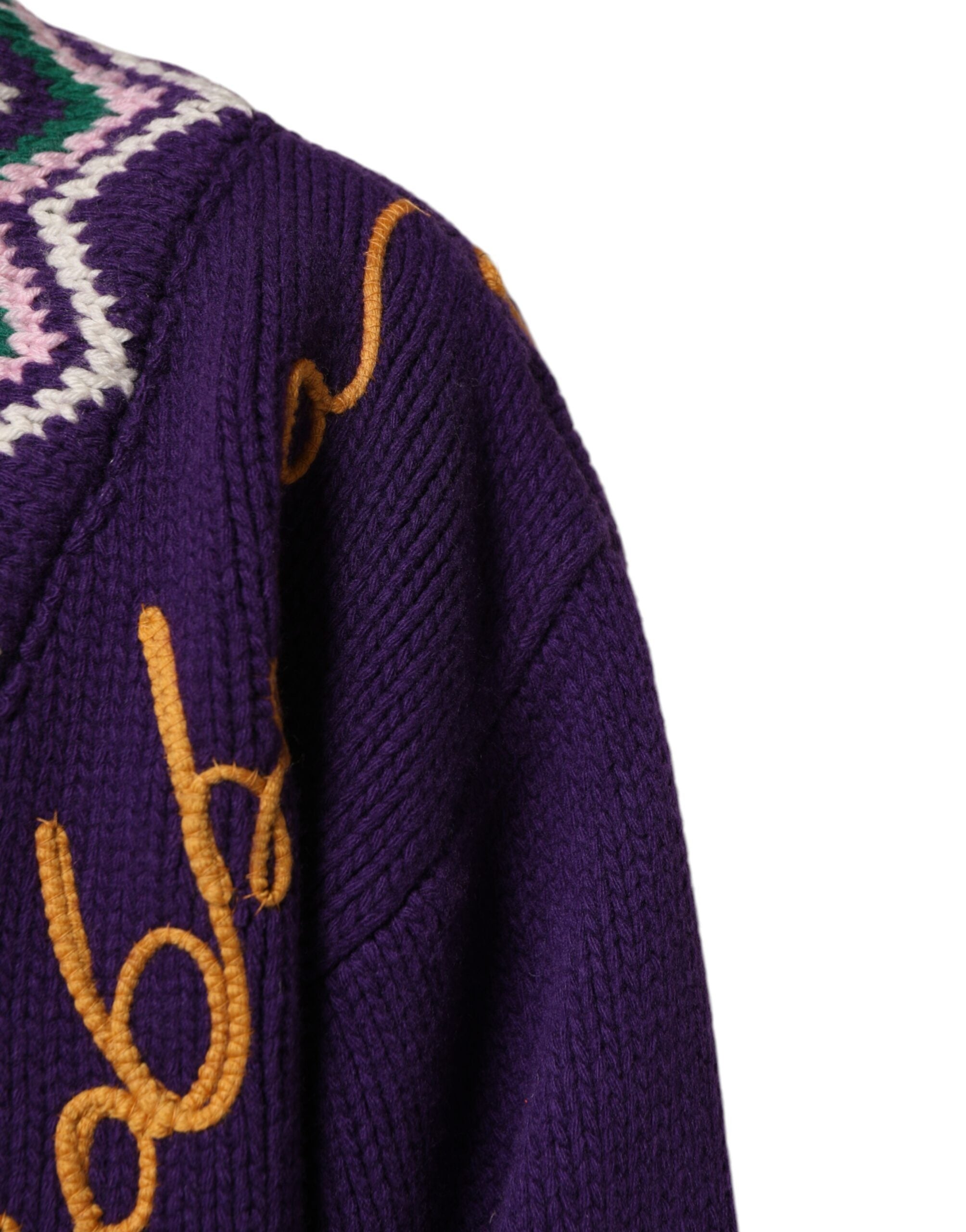 Dolce & Gabbana Lila Wolle DG Logo Herren Strickpullover Pullover