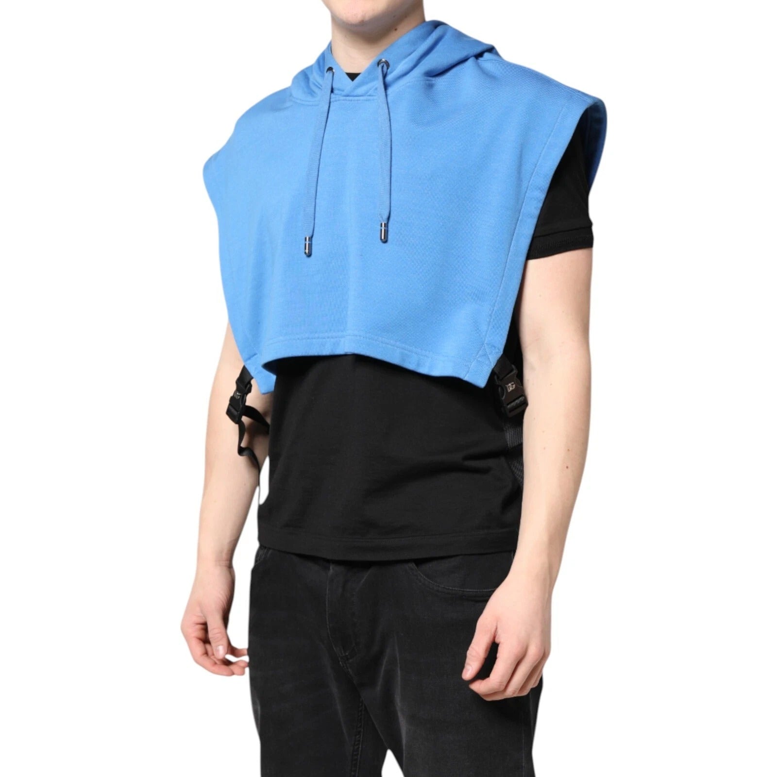 Dolce & Gabbana Blaue Baumwolle mit Kapuze Männer Sportswear Einheitsgröße Weste