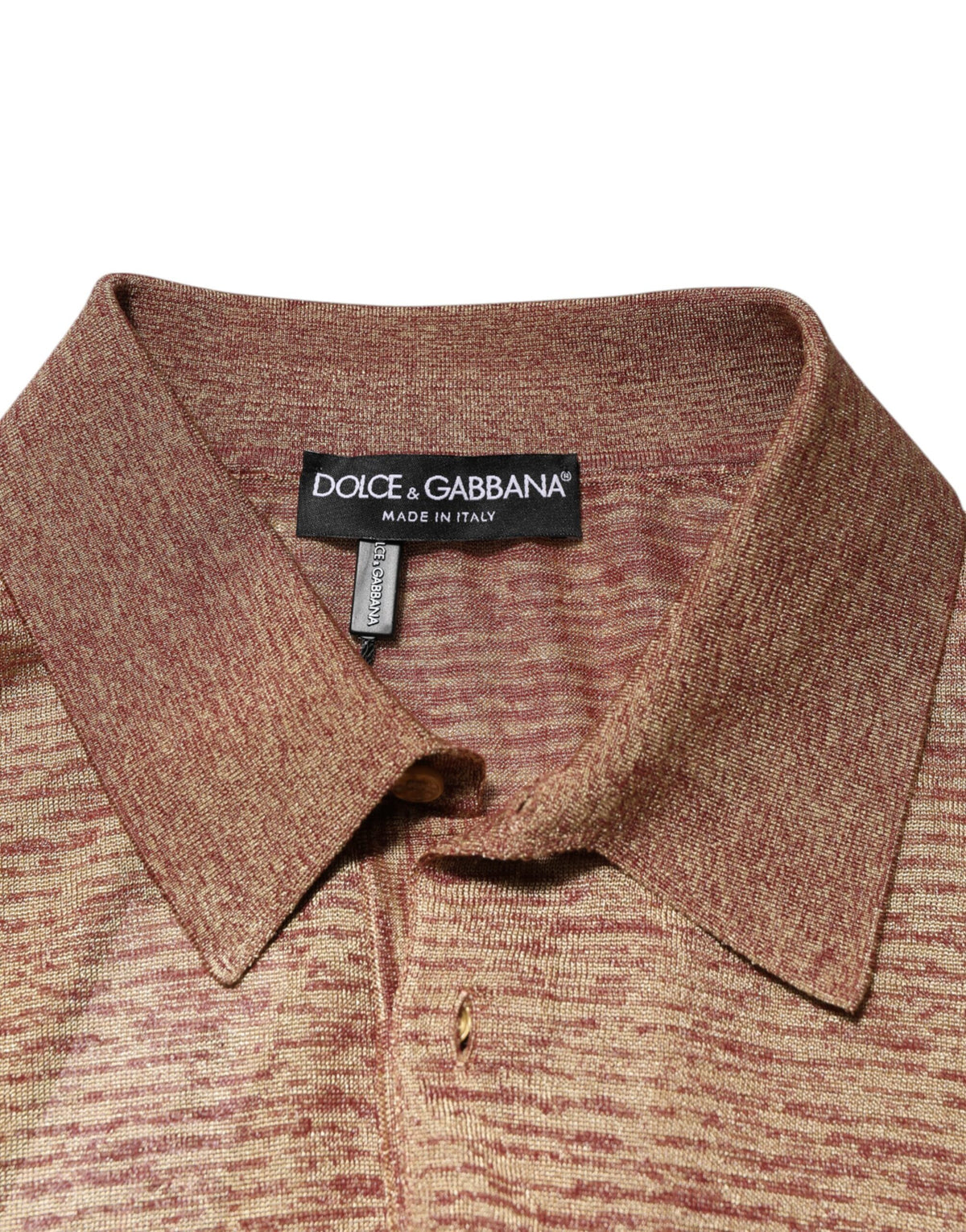Dolce & Gabbana Braunes kurzärmeliges Polo-Shirt aus strukturierter Seide