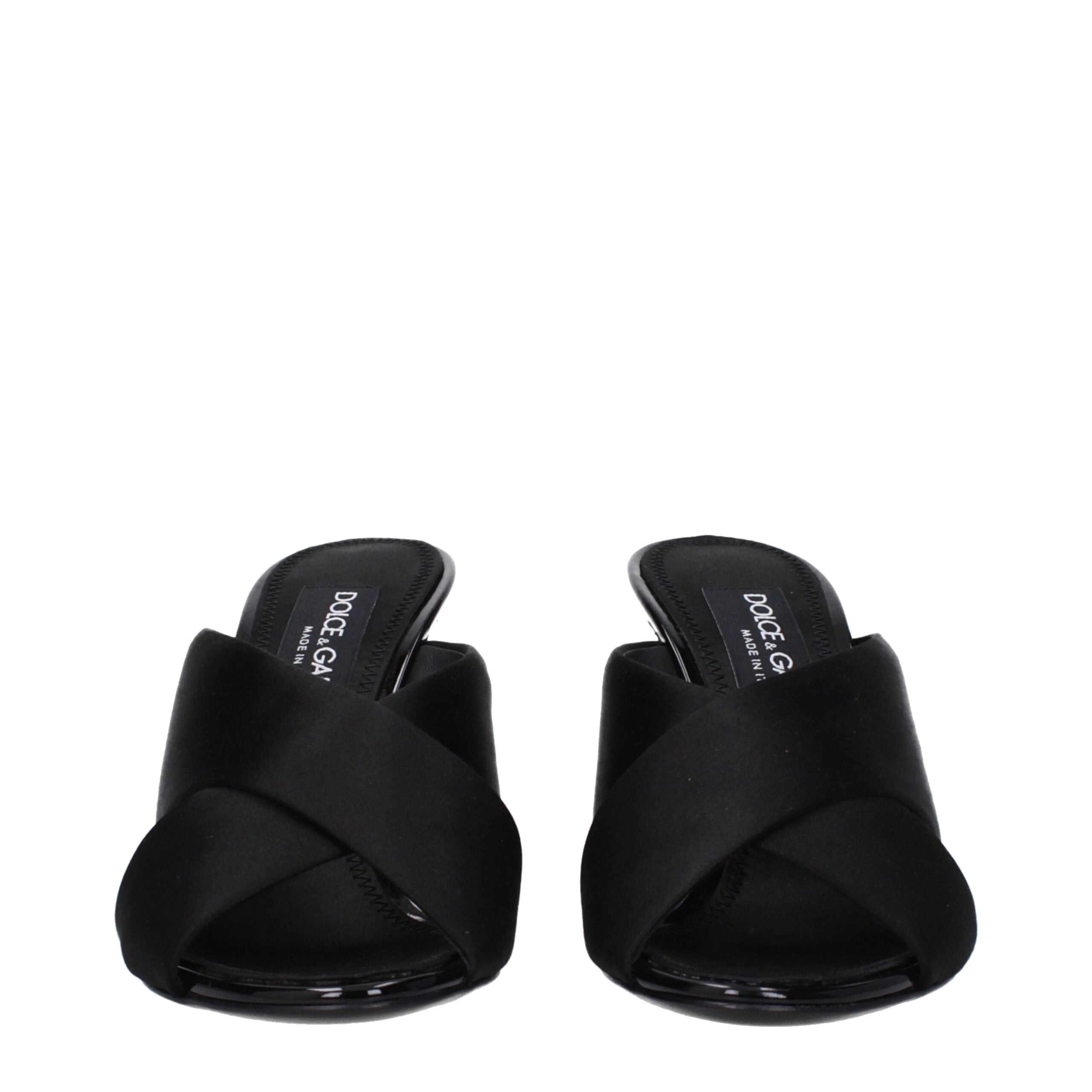 Dolce & Gabbana Schwarze Stiletto-Sandalen aus Satin