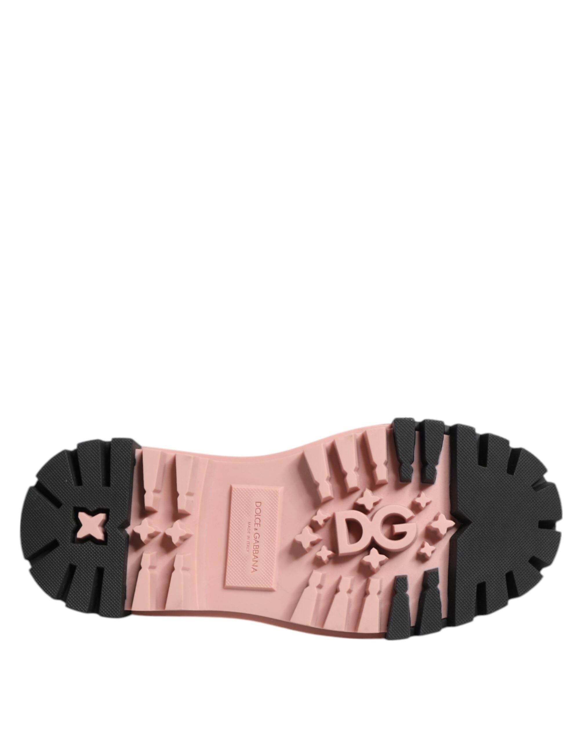Dolce & Gabbana Leichte puderrosa schwarze Leder Schnürschuhe