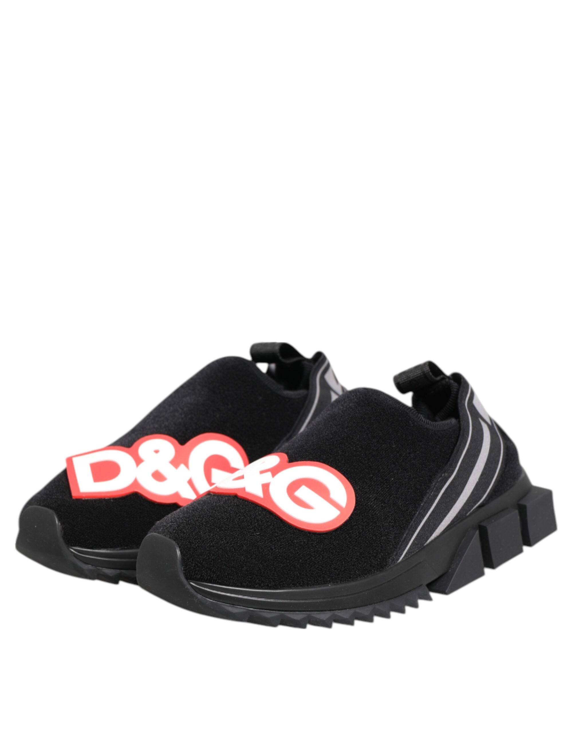 Dolce & Gabbana Schwarz Grau Slip On Sorrento Sneakers Schuhe