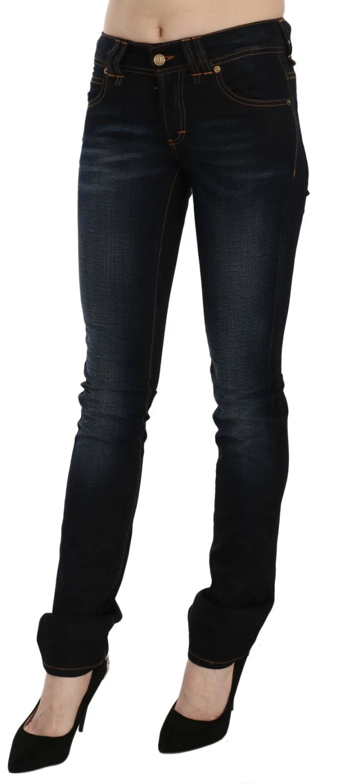 John Galliano Dunkelblau Mittlere Taille Slim Fit Denim Freizeithosen Jeans