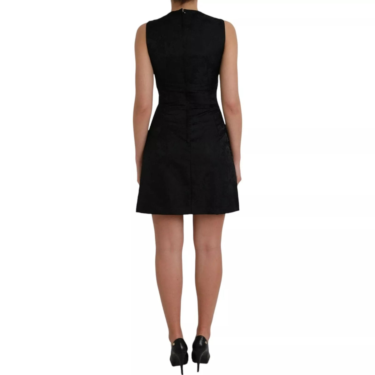 Dolce & Gabbana Schwarzes ärmelloses Bodycon-Minikleid in A-Linie