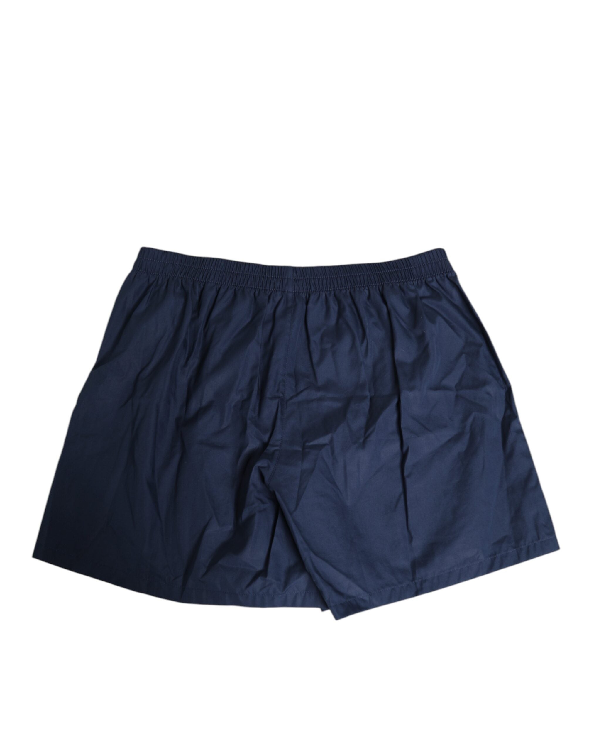 Dolce & Gabbana Marineblaue Baumwoll-Badebekleidung mit elastischem Bund und Knopf
