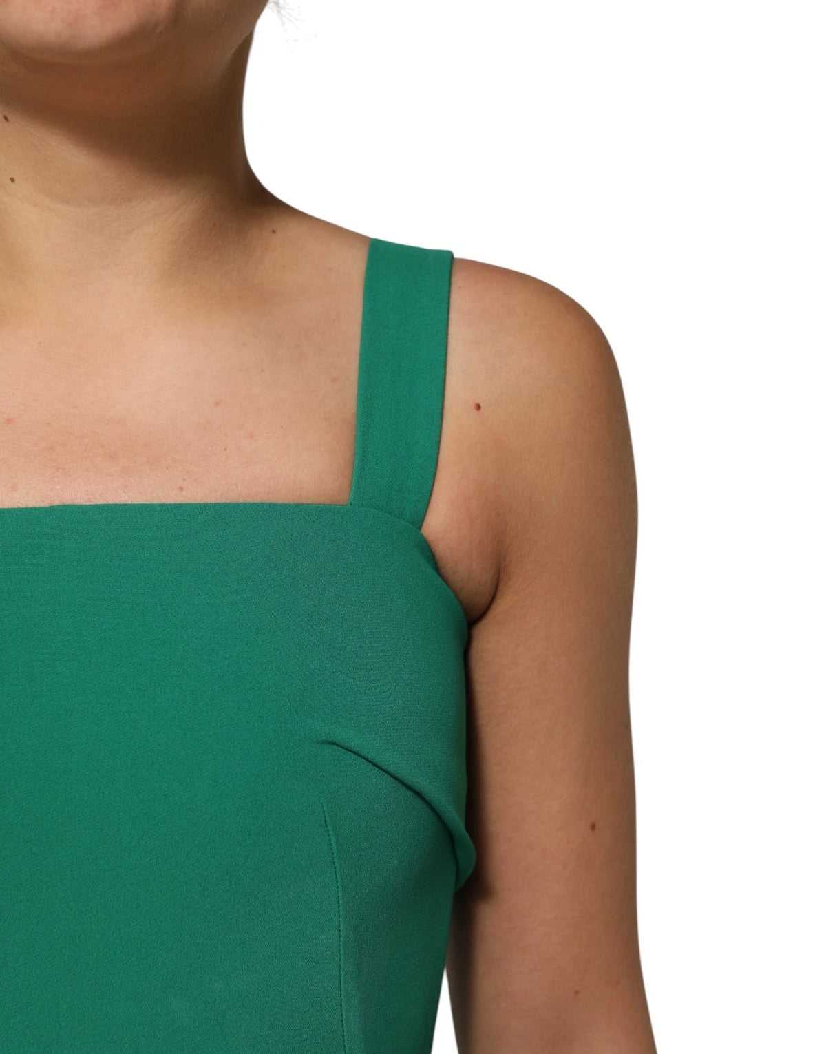 Dolce & Gabbana Dunkelgrünes ärmelloses Bodycon-Kleid aus Rayon
