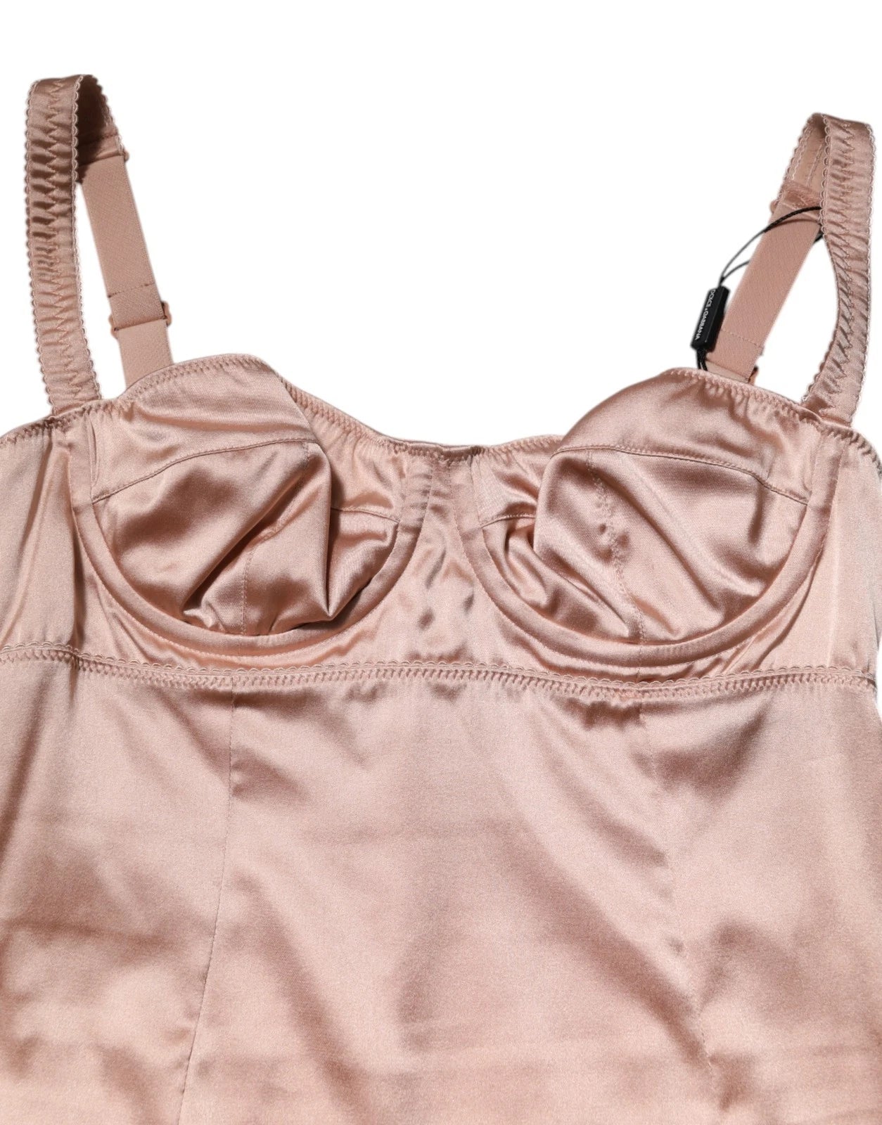 Dolce & Gabbana Rosafarbenes Seiden-Satin-Bustier Midi-Bodycon-Kleid