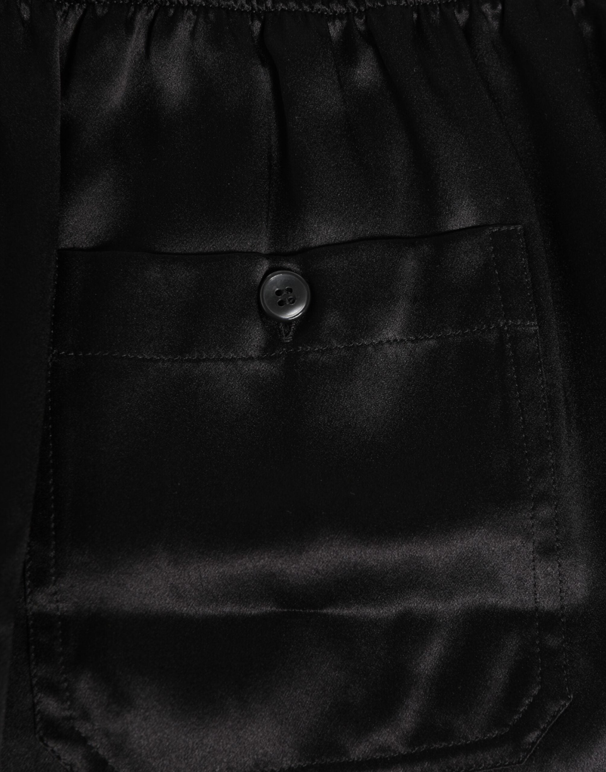 Dolce & Gabbana Schwarze Seide Satin Elastische Herren Boxer Short Badehose