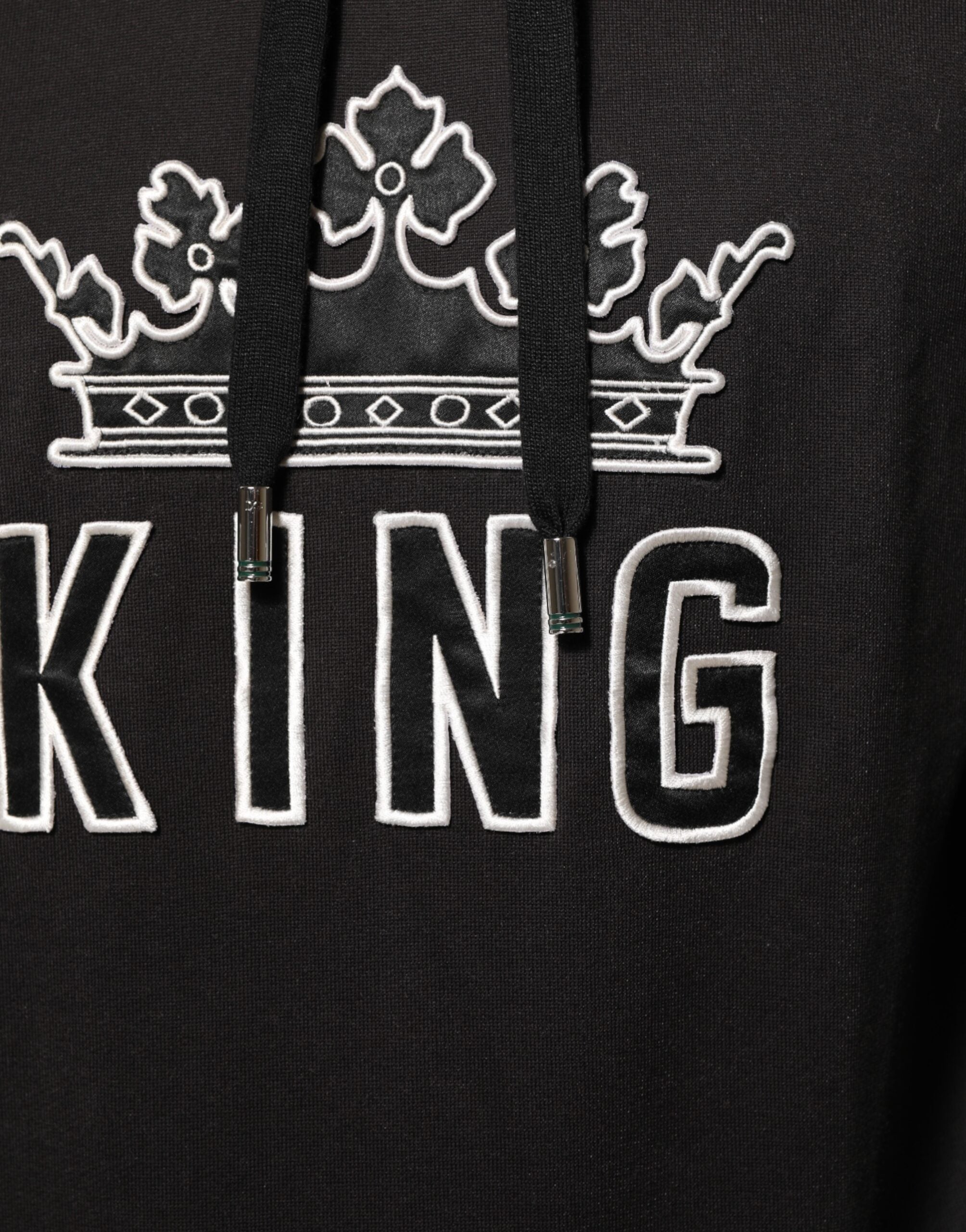 Dolce & Gabbana KING Kapuzenpullover mit Blumenkrone und schwarzer Orchidee