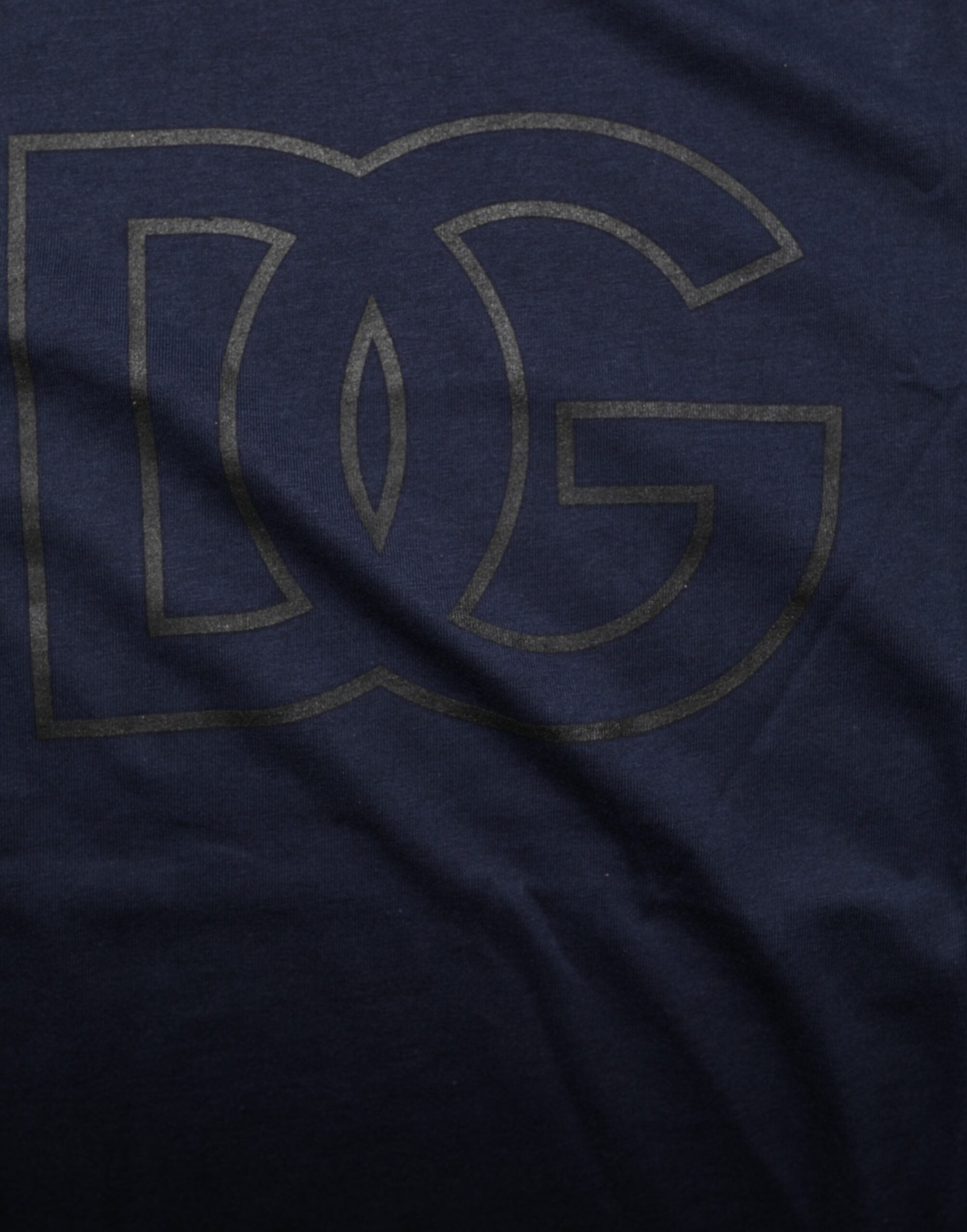 Dolce & Gabbana Dunkelblaues Baumwoll-T-Shirt mit DG-Logo-Aufdruck für Herren