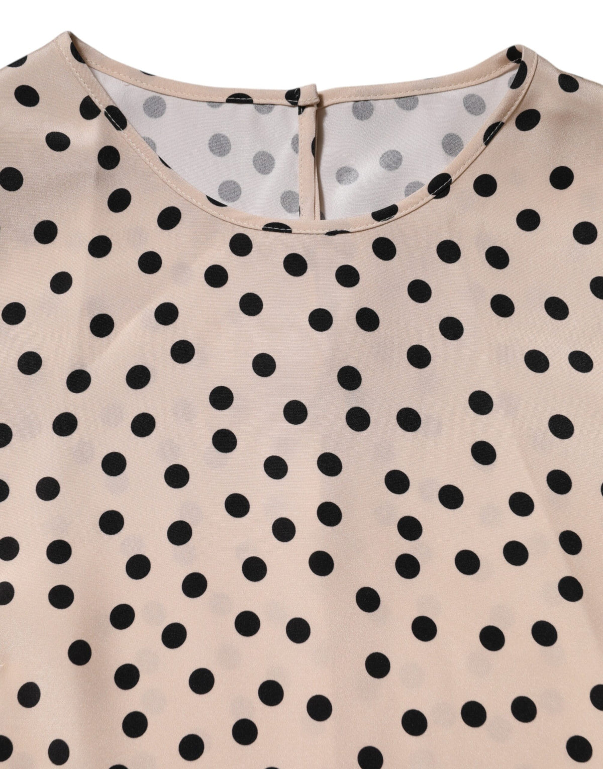 Dolce & Gabbana Beige Schwarz Polka Dot Seide Kurzarm Bluse Top