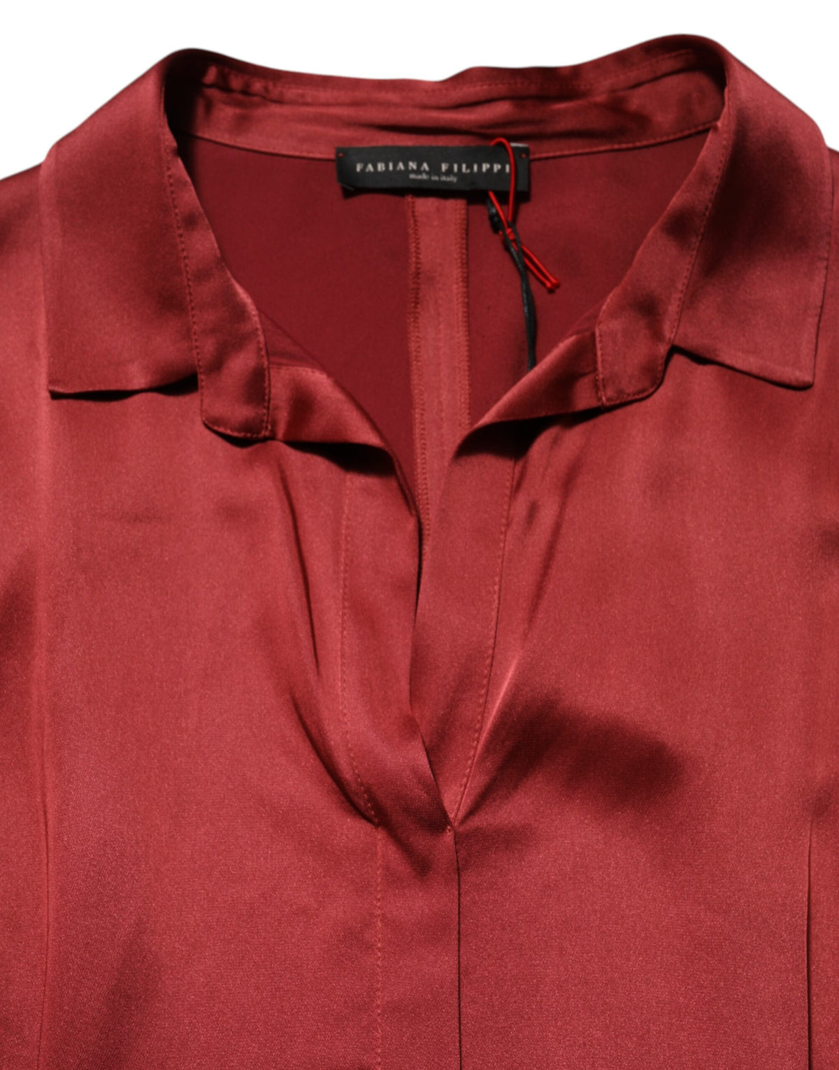 Fabiana Filippi Burgunderfarbenes langes Kleid aus Acetat und Viskose-Satin
