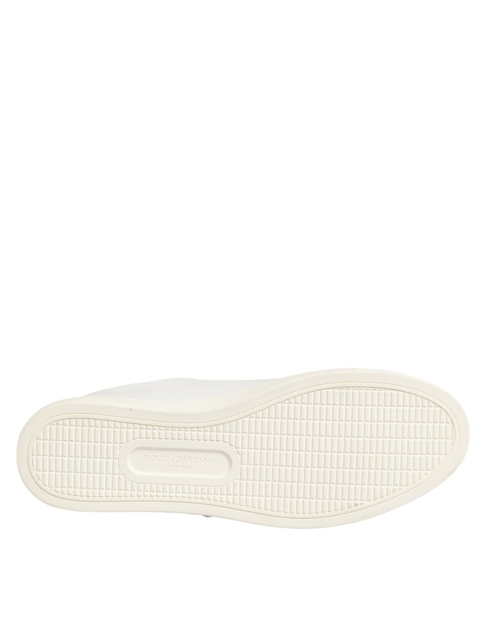 Dolce & Gabbana Weiße Leder Sneakers mit Sacred Heart Patch