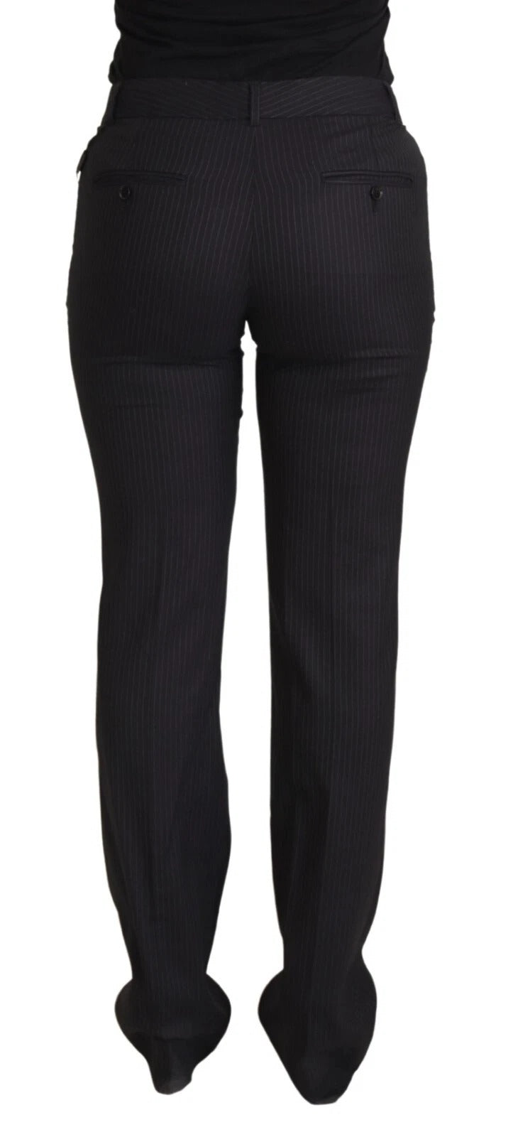 Dolce & Gabbana Schwarz gestreifte Hose mit mittlerer Taille