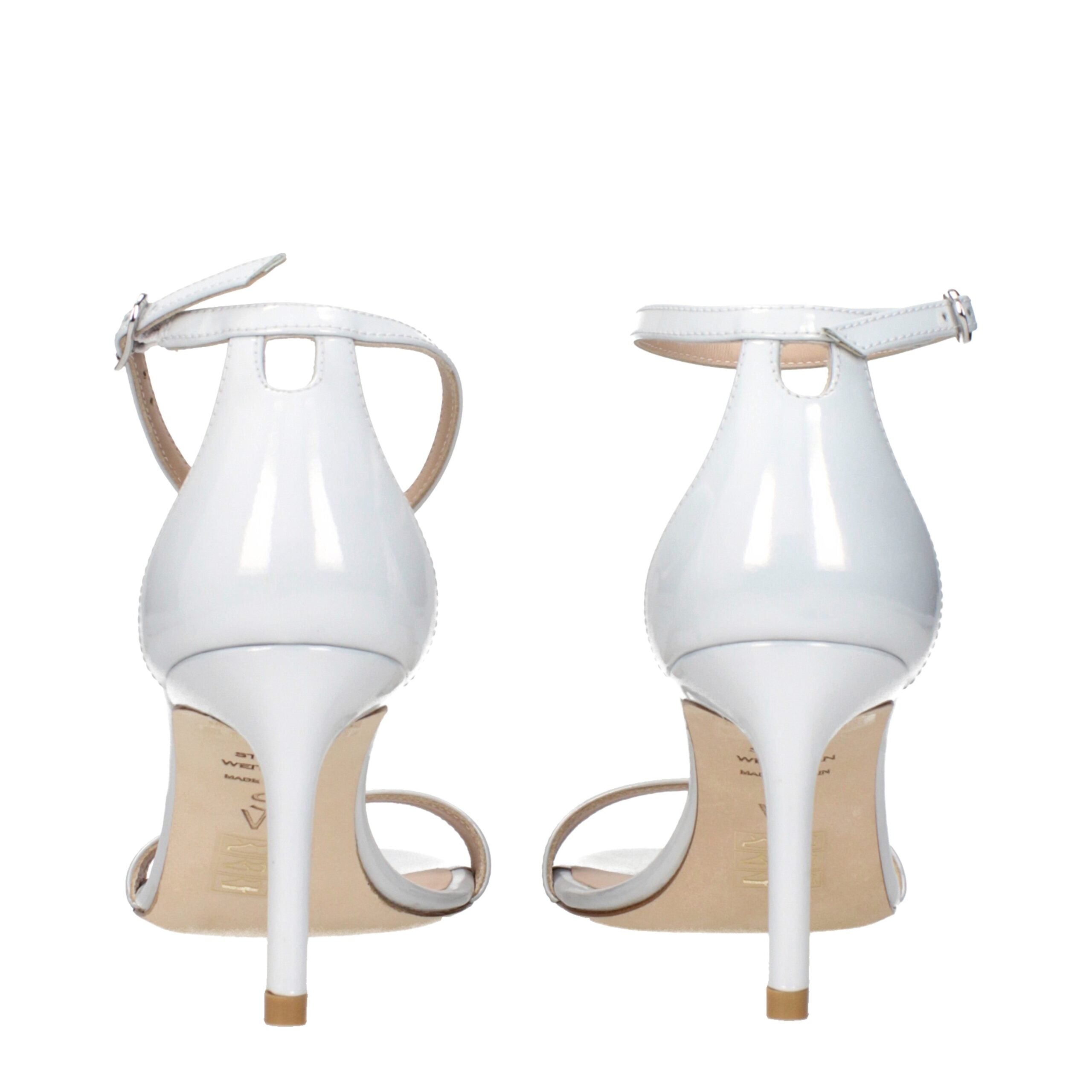 Stuart Weitzman Weiße Leder-Stiletto-Sandalen