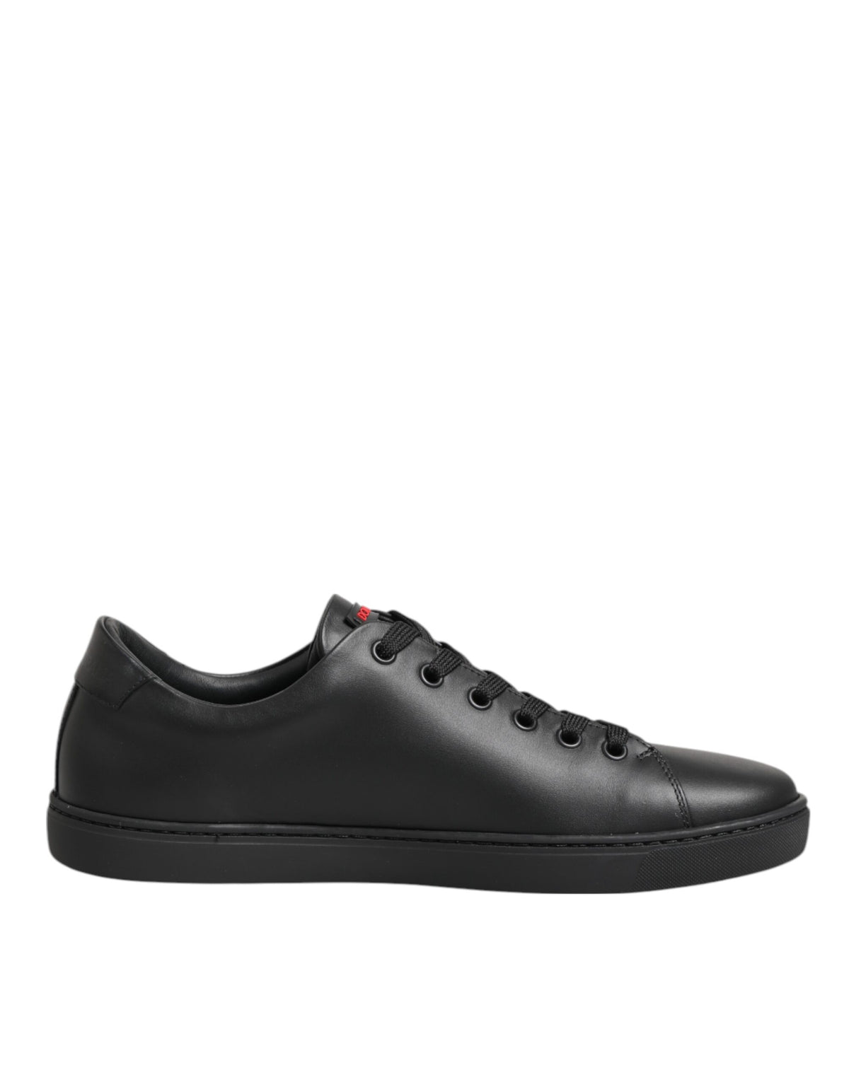 Dolce & Gabbana Schwarz Leder Crystal Heart Low Top Sneakers Schuhe