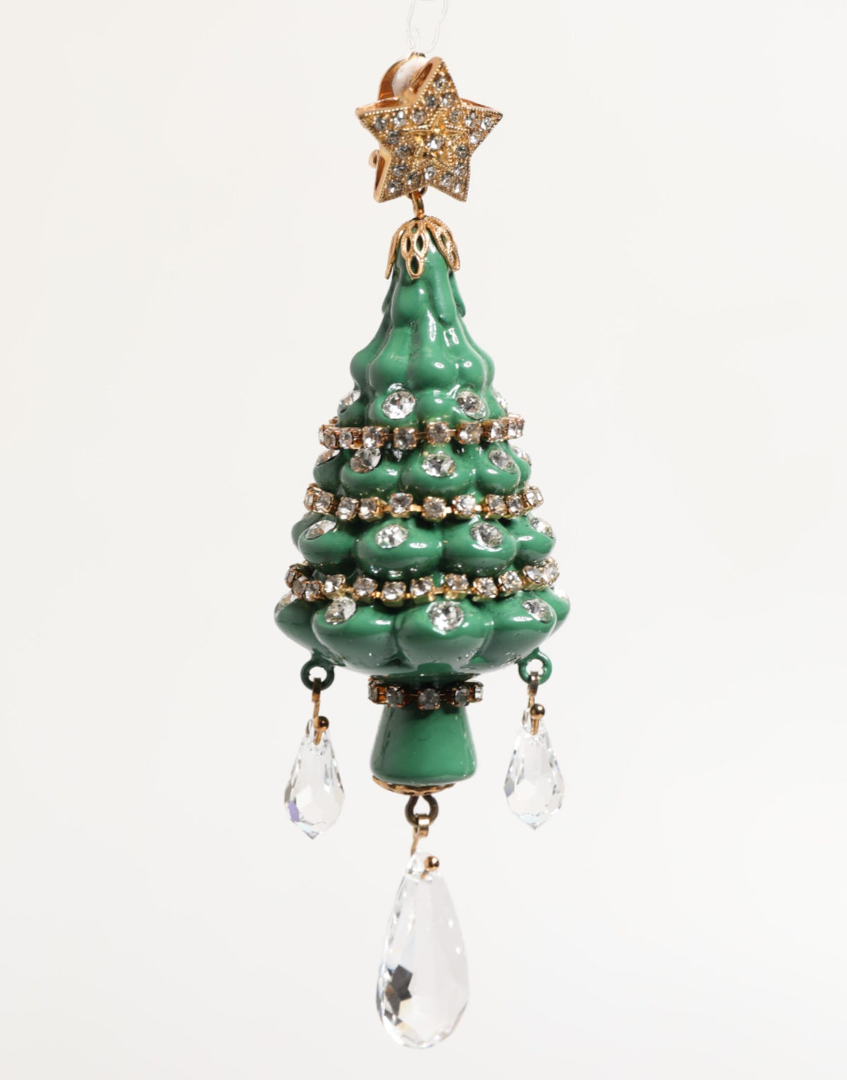 Dolce & Gabbana Gold Messing Multicolor Weihnachtsbaum-Ohrringe