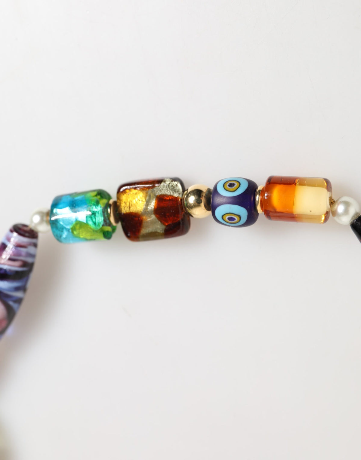 Dolce & Gabbana Multicolor Muranoglasperlen Messing Frauen Schmuck Halskette