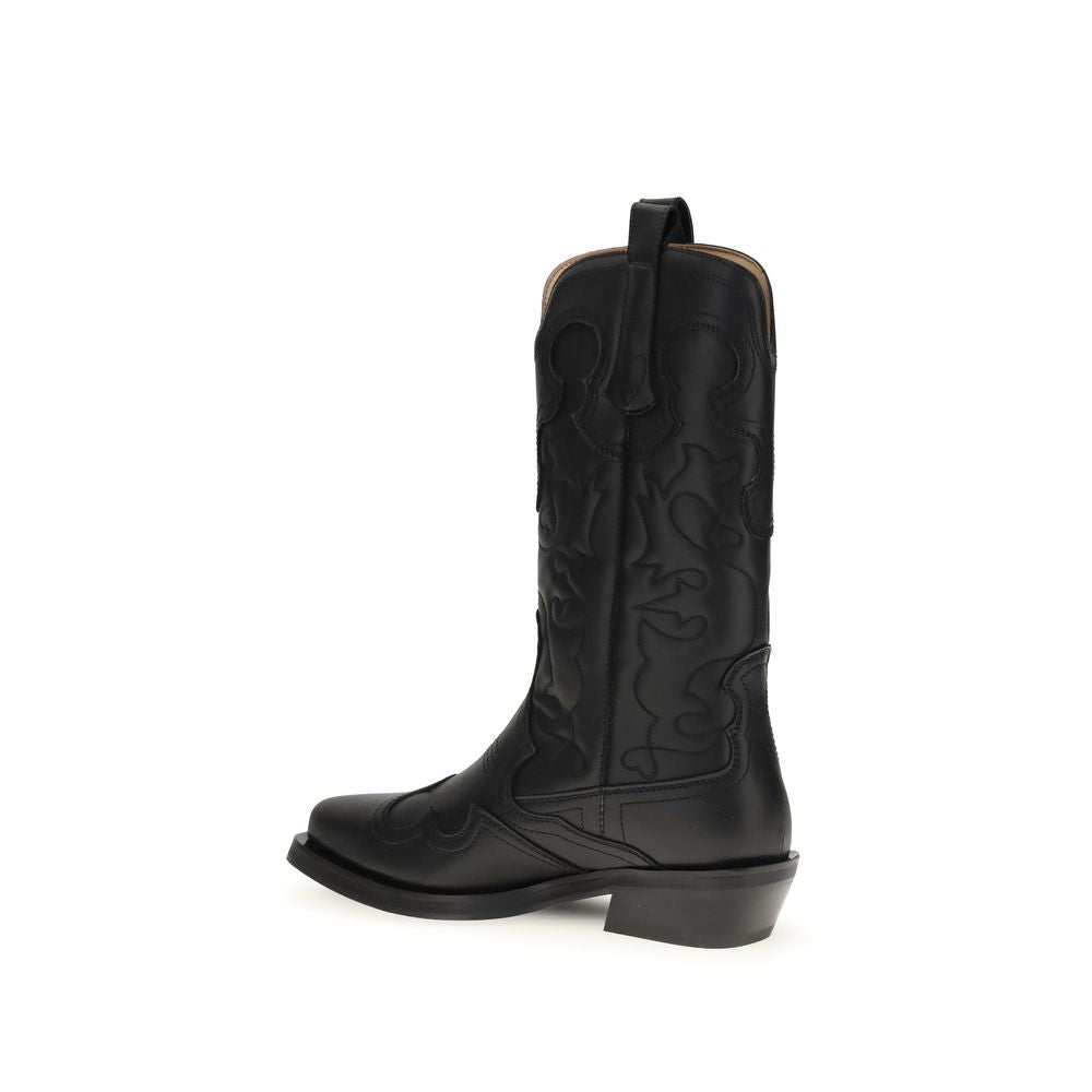 Ganni Schwarze Stiefel aus recyceltem Leder