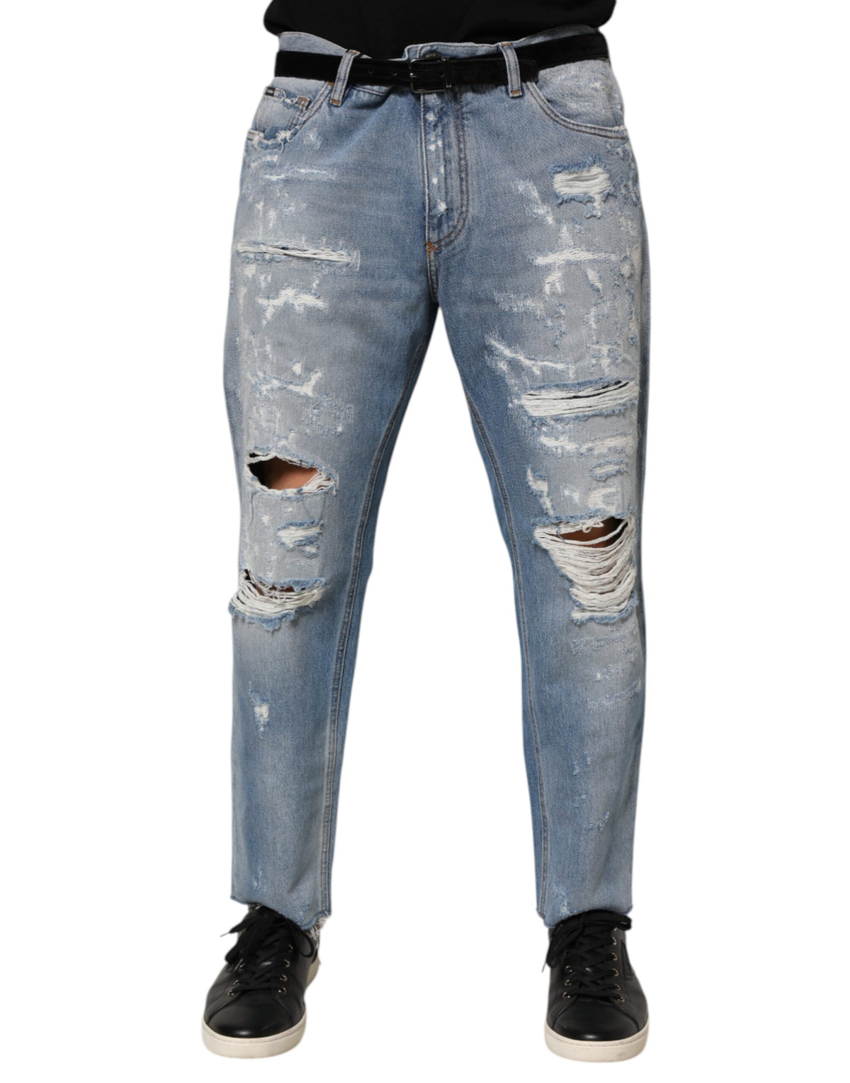Dolce & Gabbana Blaue zerrissene Denim-Hose Jeans