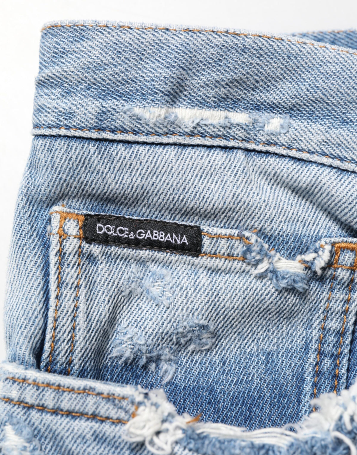 Dolce & Gabbana Blaue zerrissene Denim-Hose Jeans