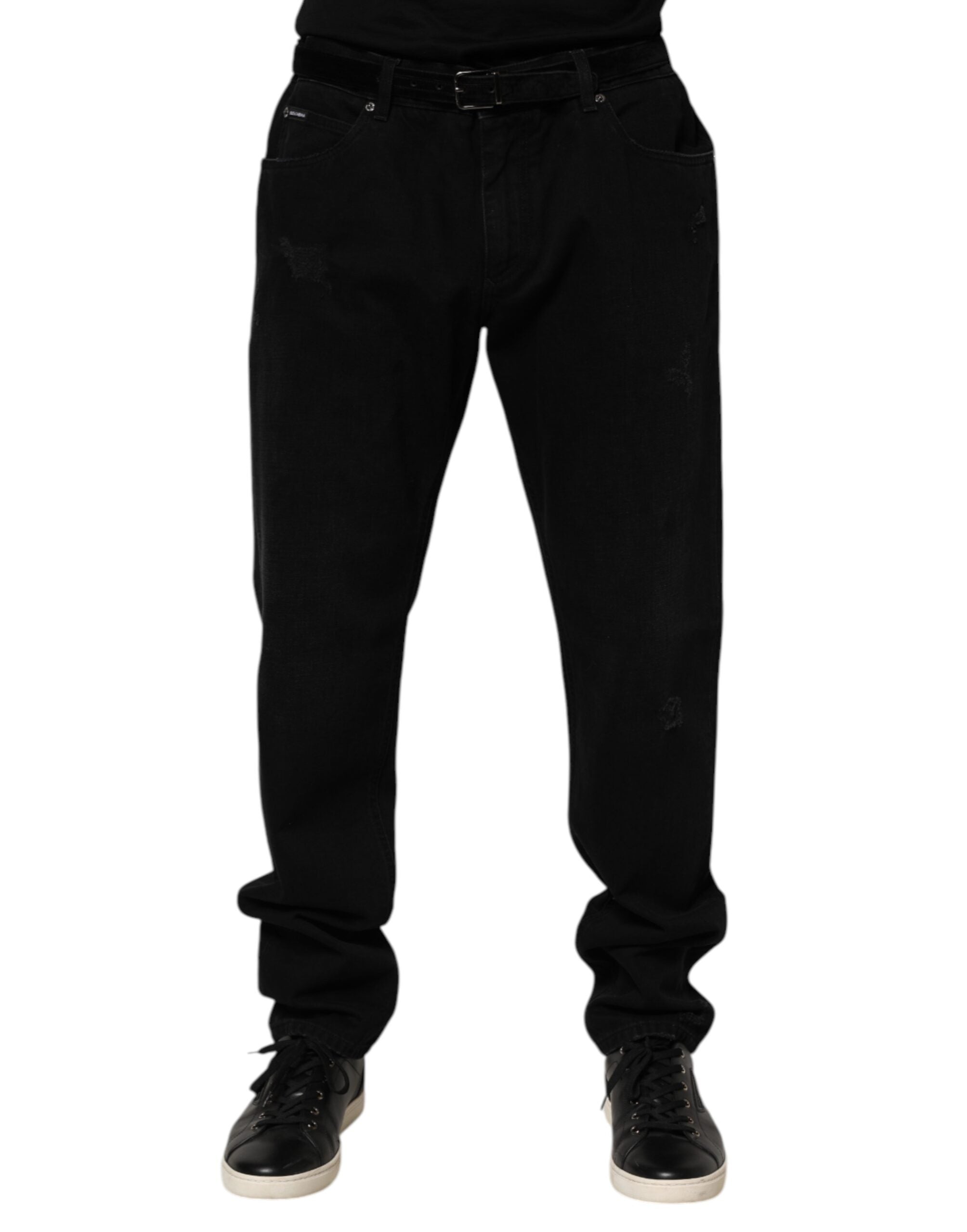 Dolce & Gabbana Schwarz Baumwolle Regular Denim Herren Hosenjeans