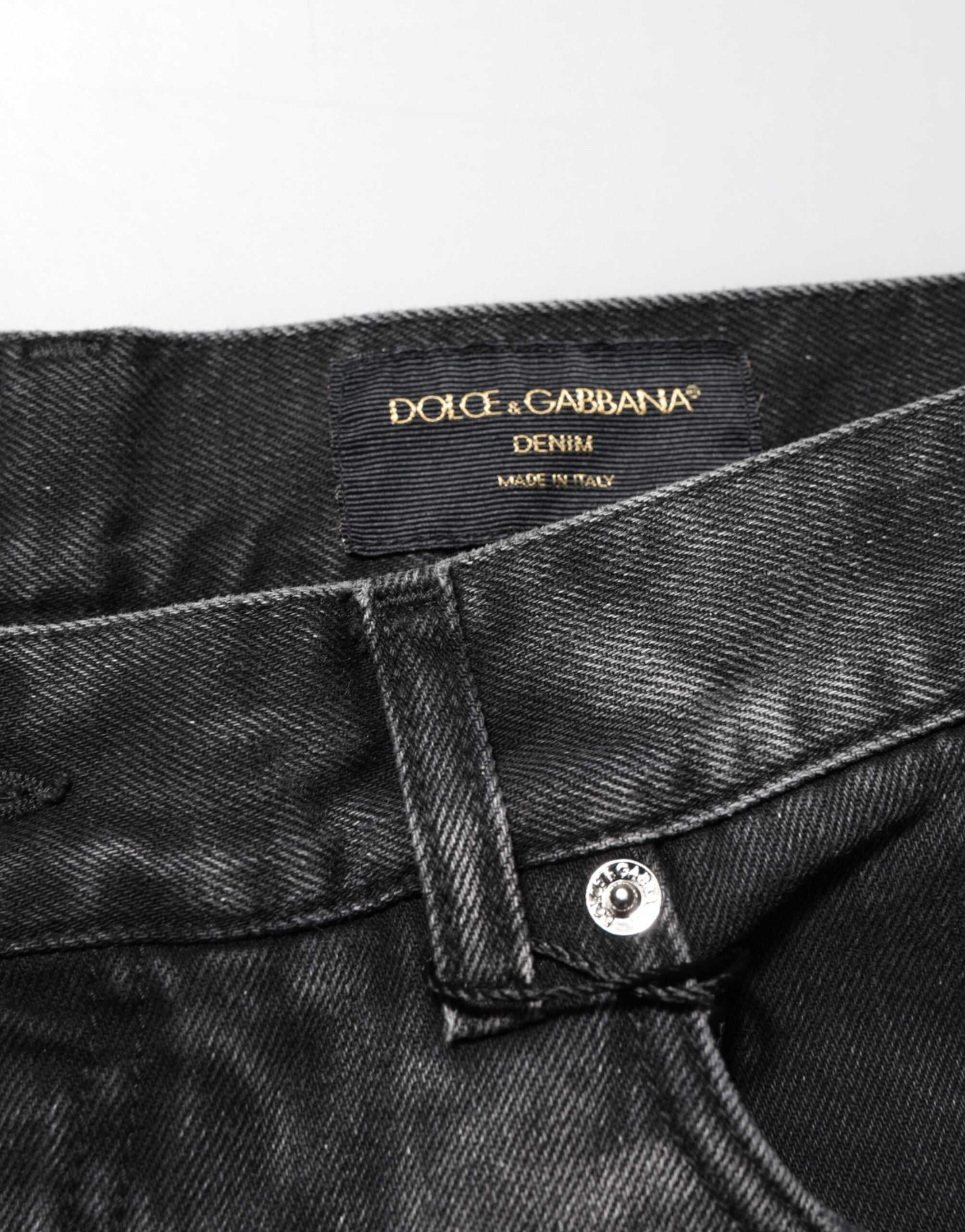 Dolce & Gabbana Schwarz marmorierte Effekt Straight Men Denim Jeans