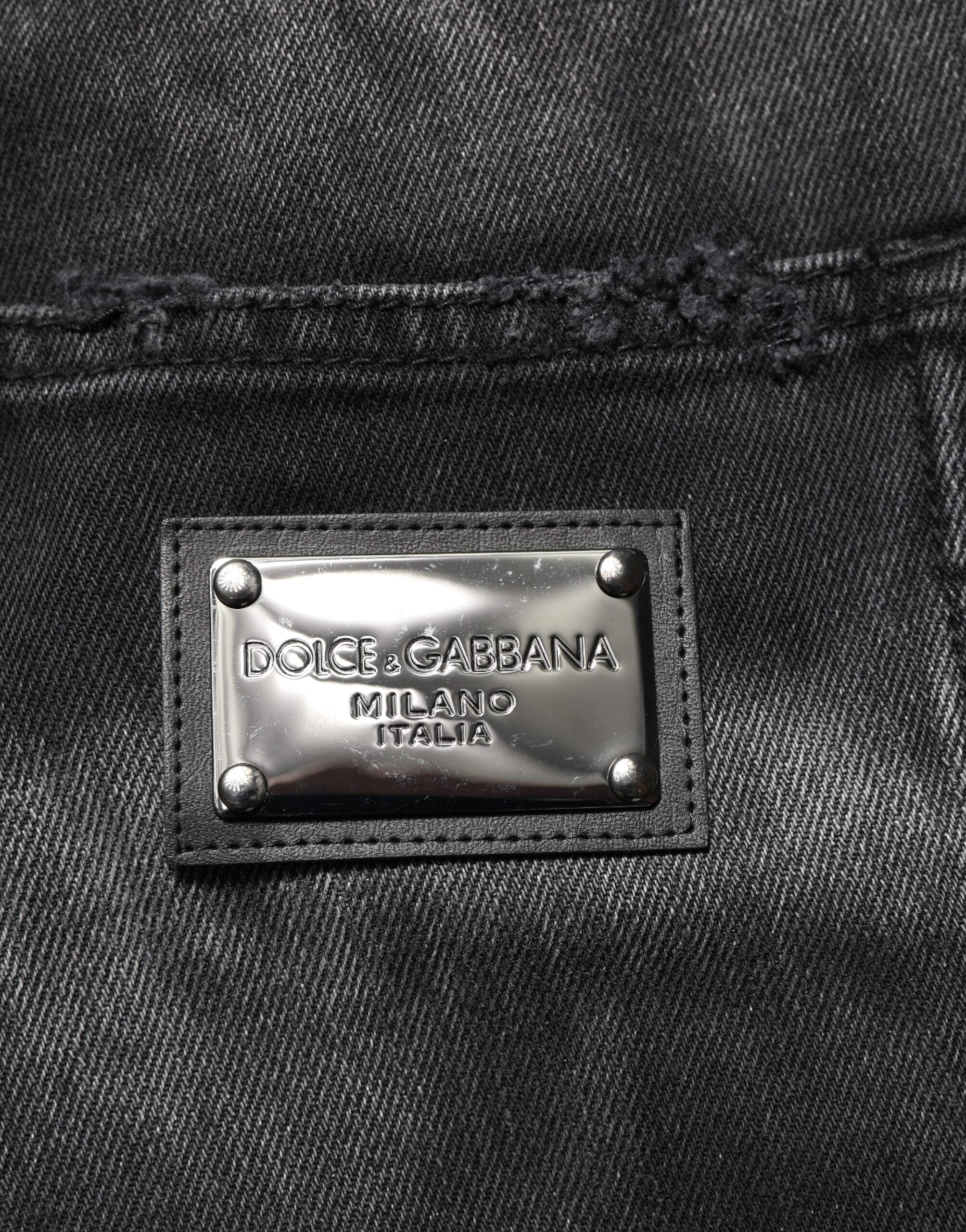 Dolce & Gabbana Schwarz marmorierte Effekt Straight Men Denim Jeans