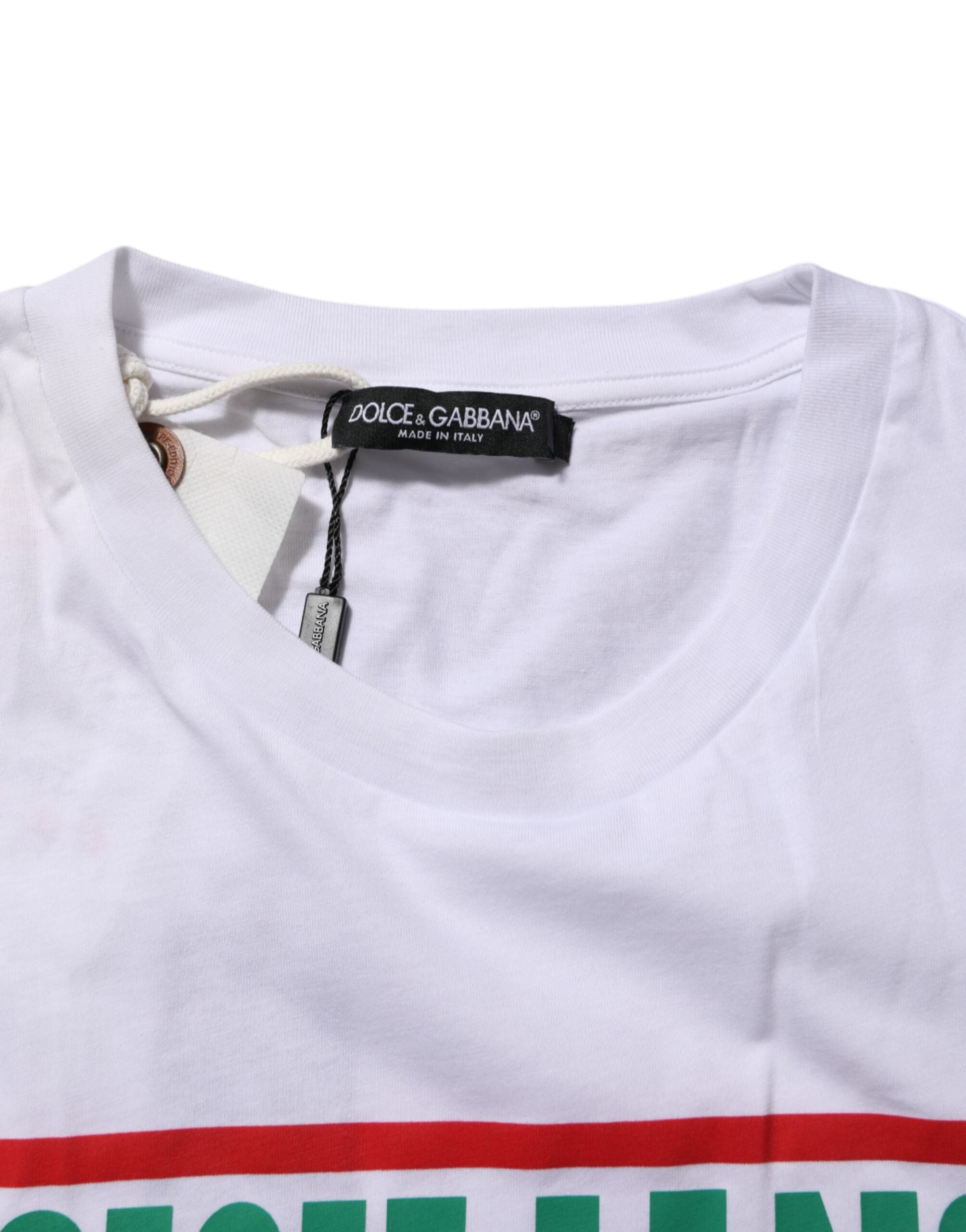 Dolce & Gabbana Weißes Baumwoll-T-Shirt mit Grafikdruck und Rundhalsausschnitt
