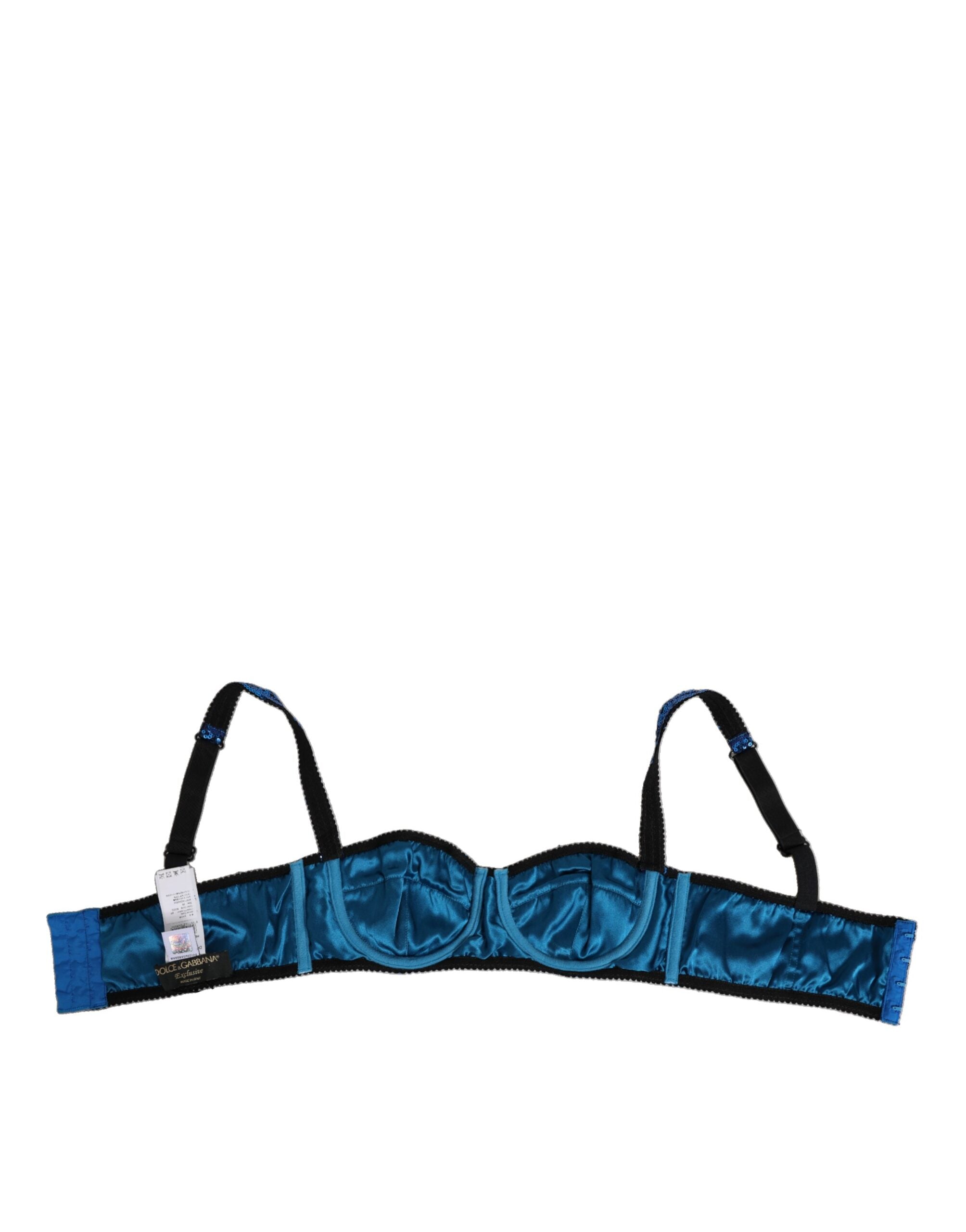 Dolce & Gabbana Blauer paillettenbesetzter Balconnet-BH Unterwäsche