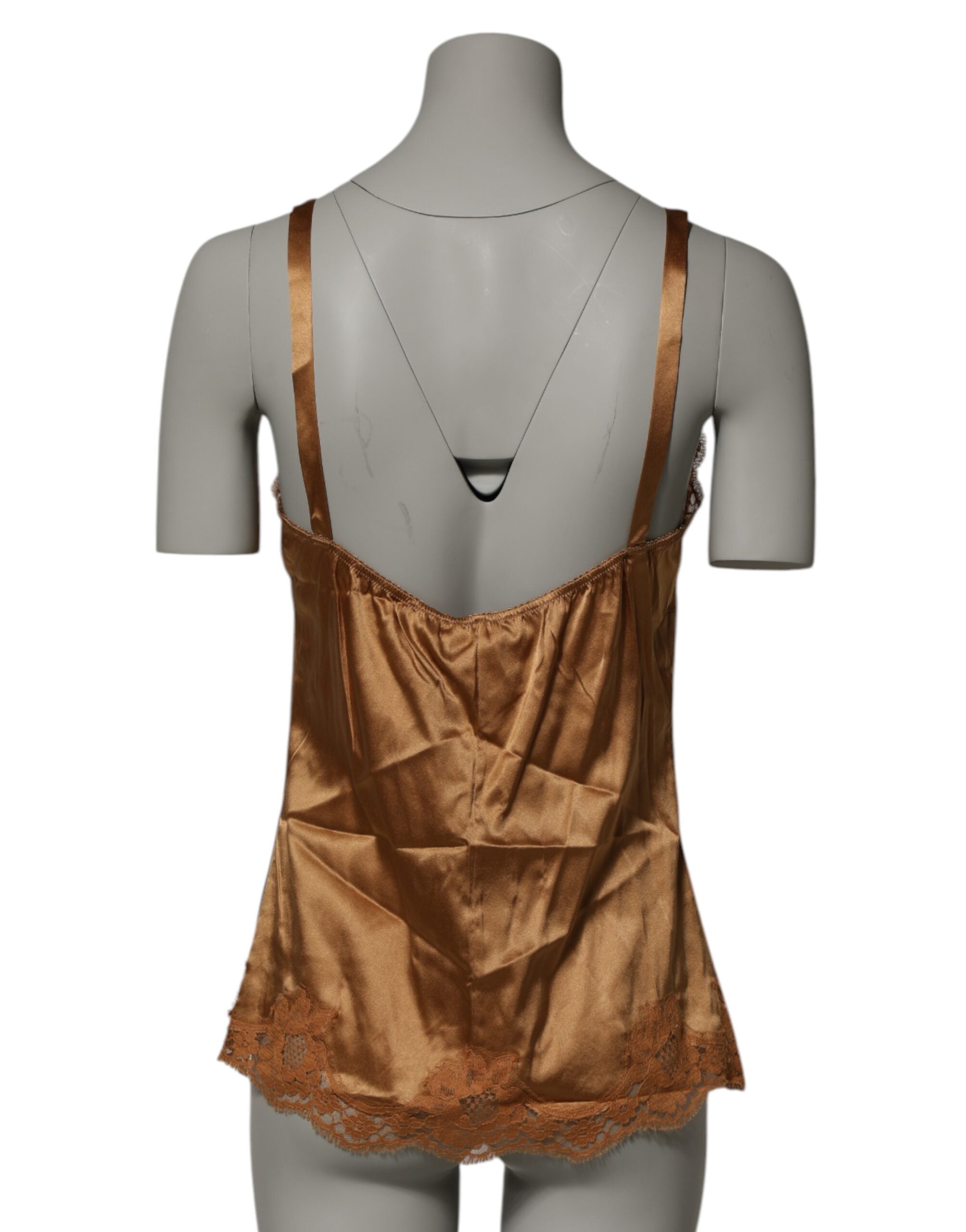 Dolce & Gabbana Brown Floral Lace Tank Lingerie Nachtwäsche Unterwäsche