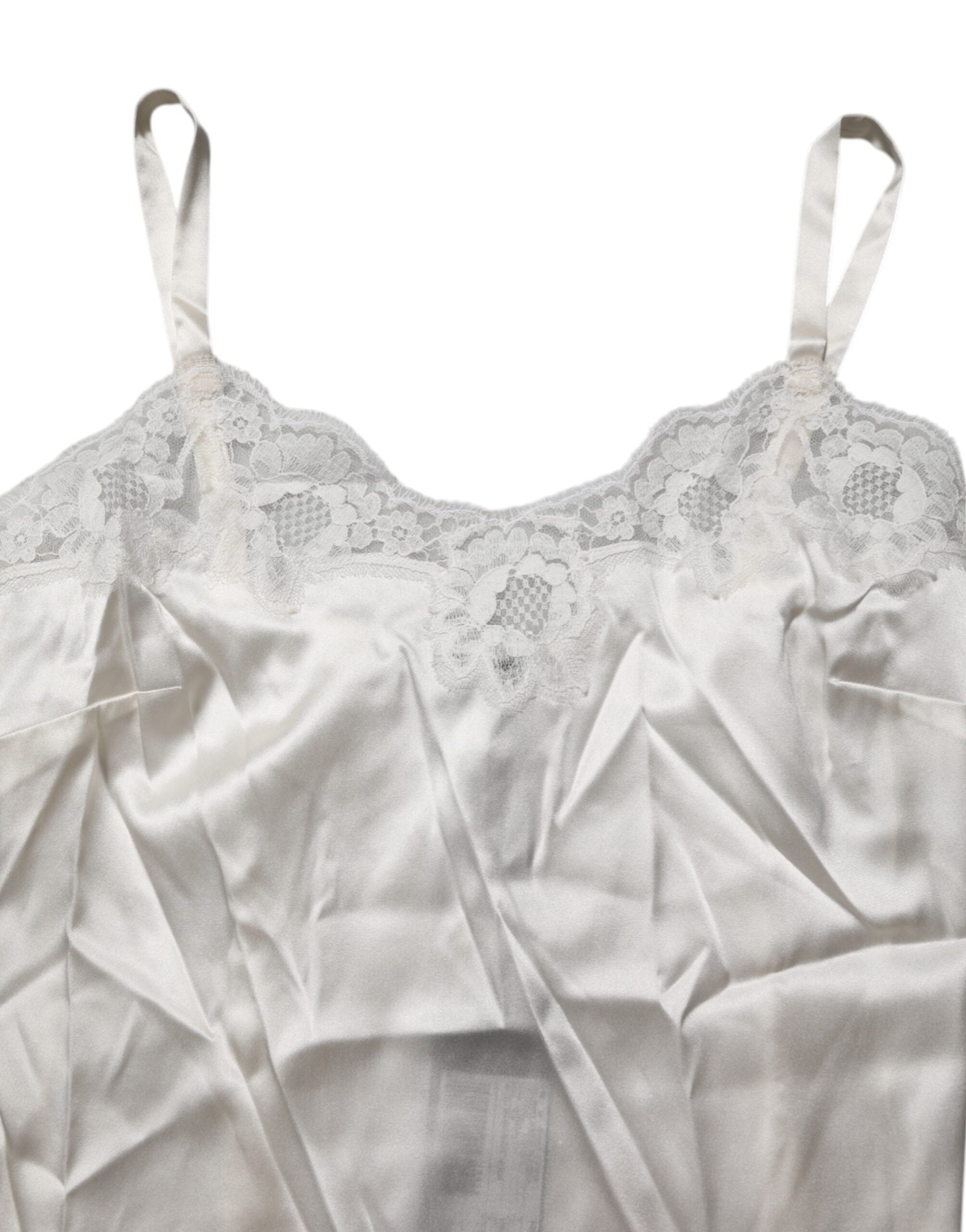 Dolce & Gabbana Off White Floral Lace Tank Lingerie Top Unterwäsche
