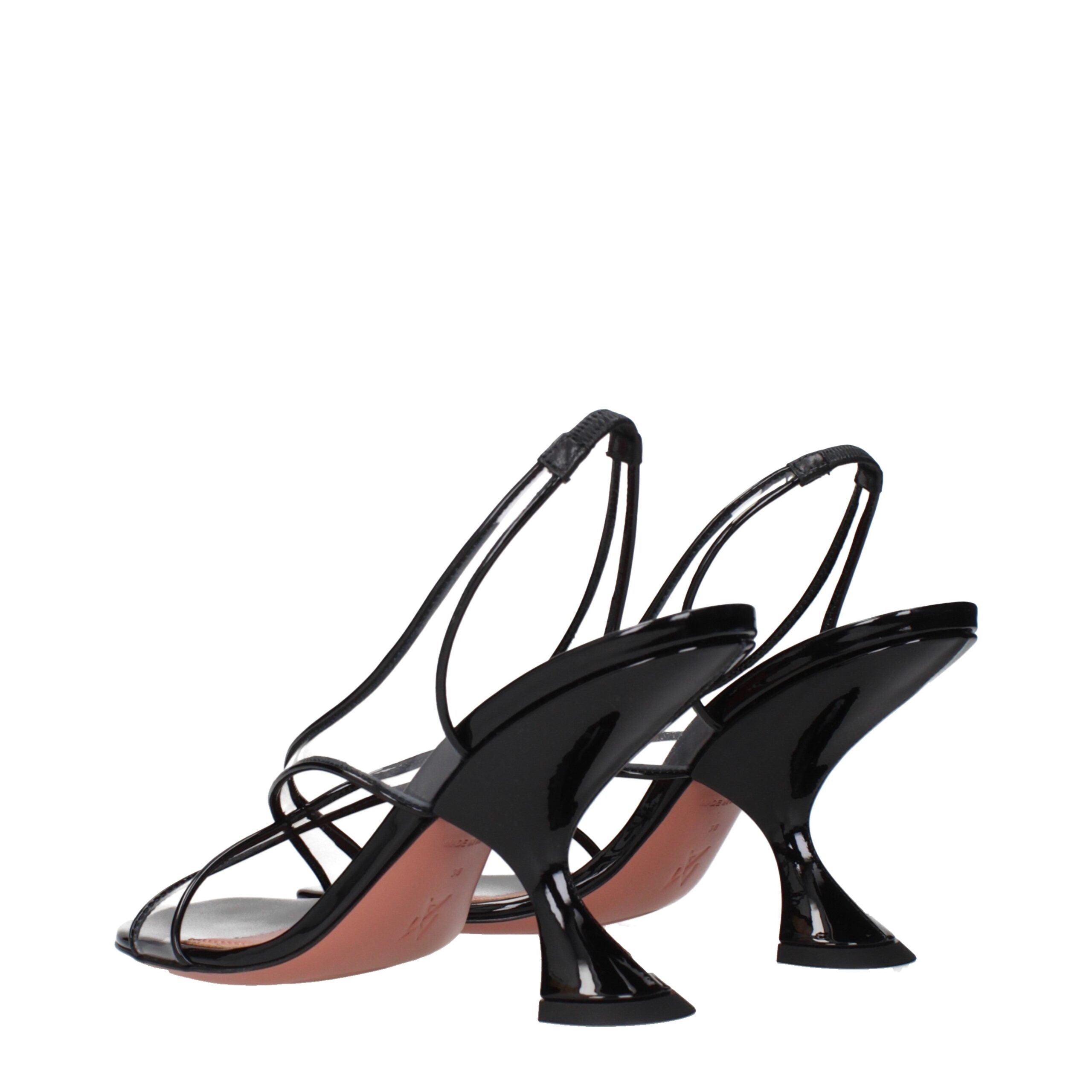Amina Muaddi Schwarze Leder-Stiletto-Sandalen