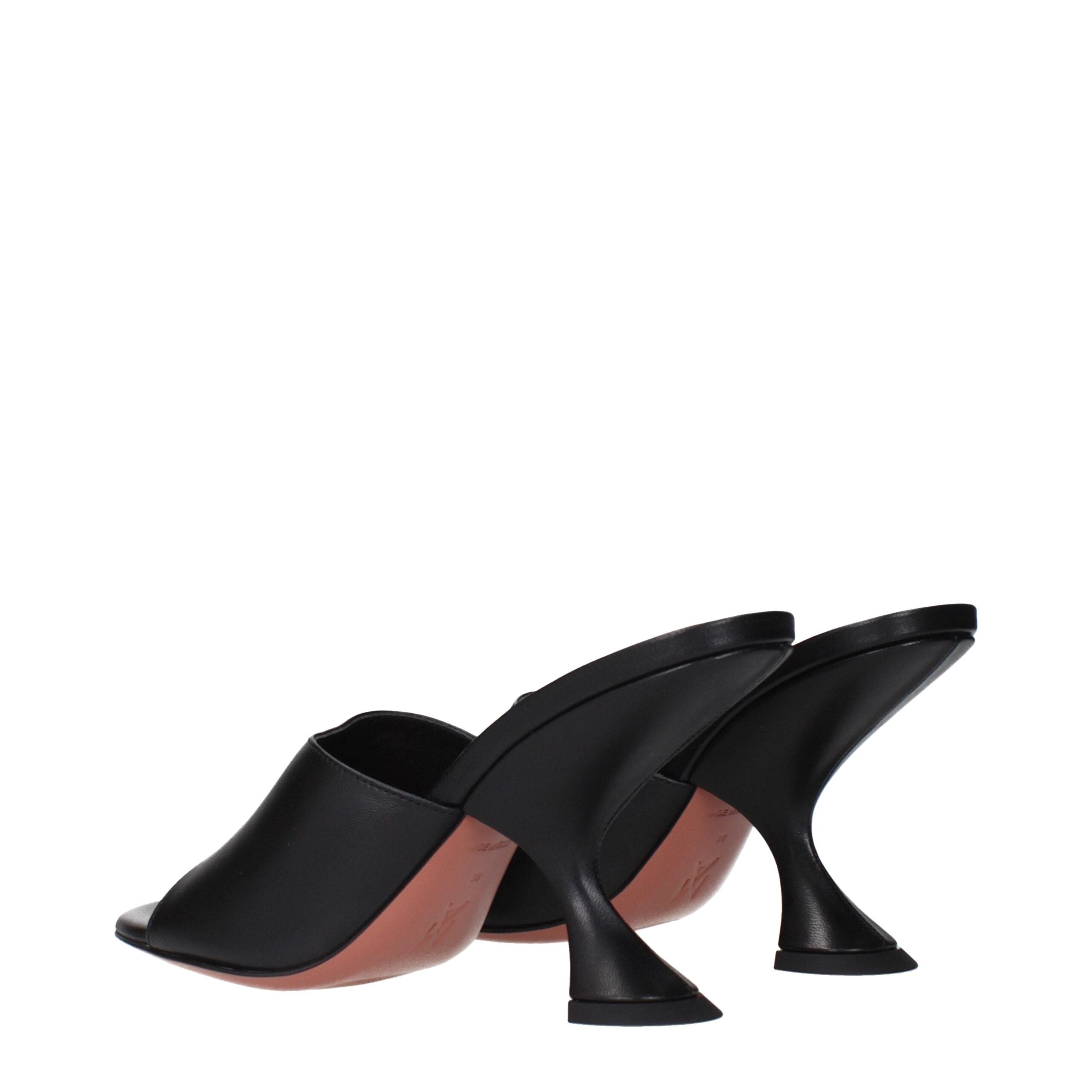 Amina Muaddi Schwarze Leder-Stiletto-Sandalen