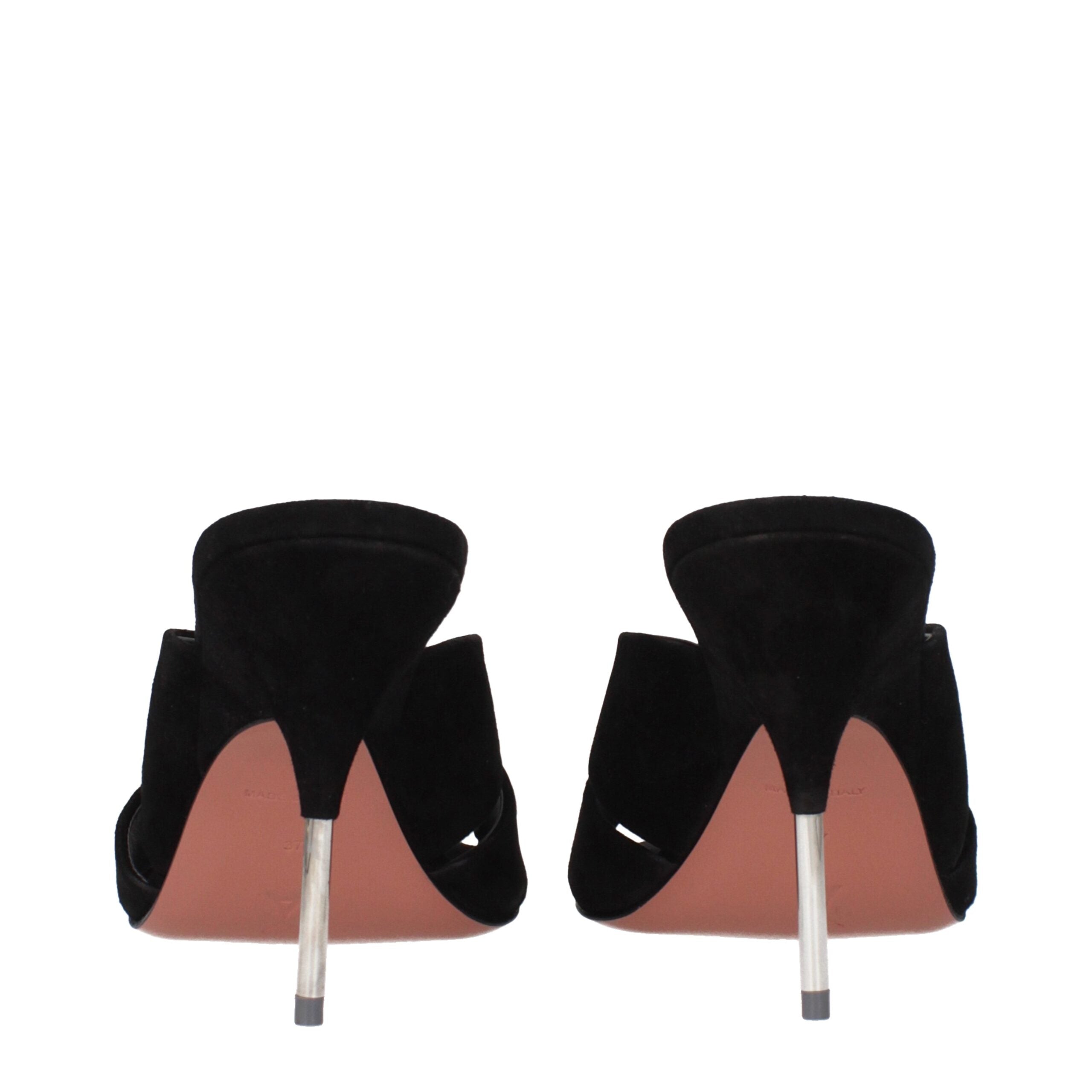 Amina Muaddi Schwarze Leder-Stiletto-Sandalen