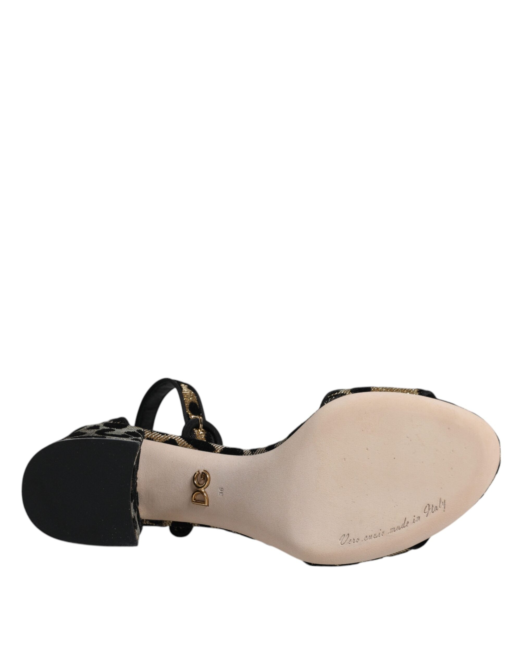 Dolce & Gabbana Goldene Leoparden-Sandaletten mit Knöchelriemen