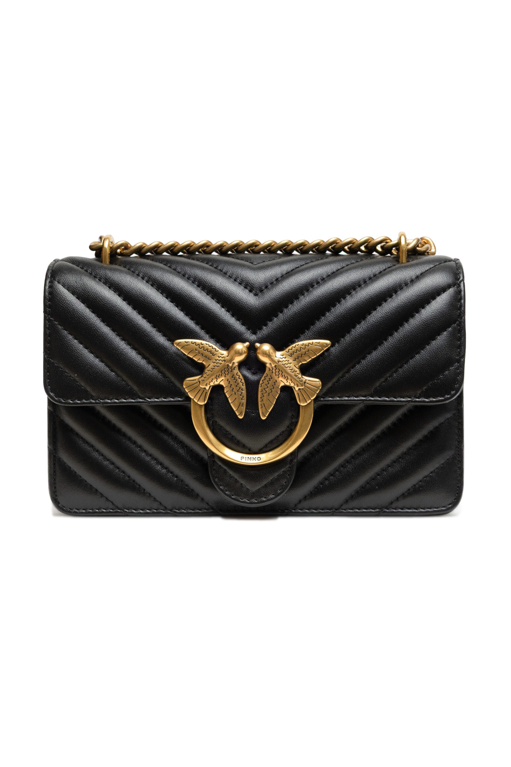 PINKO Schwarze Leder Love One Mini Umhängetasche