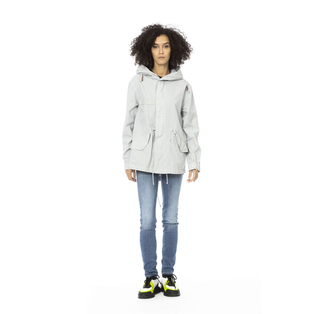 Mr&Mrs Italy Silberne Damen-Parka-Jacke aus Baumwolle